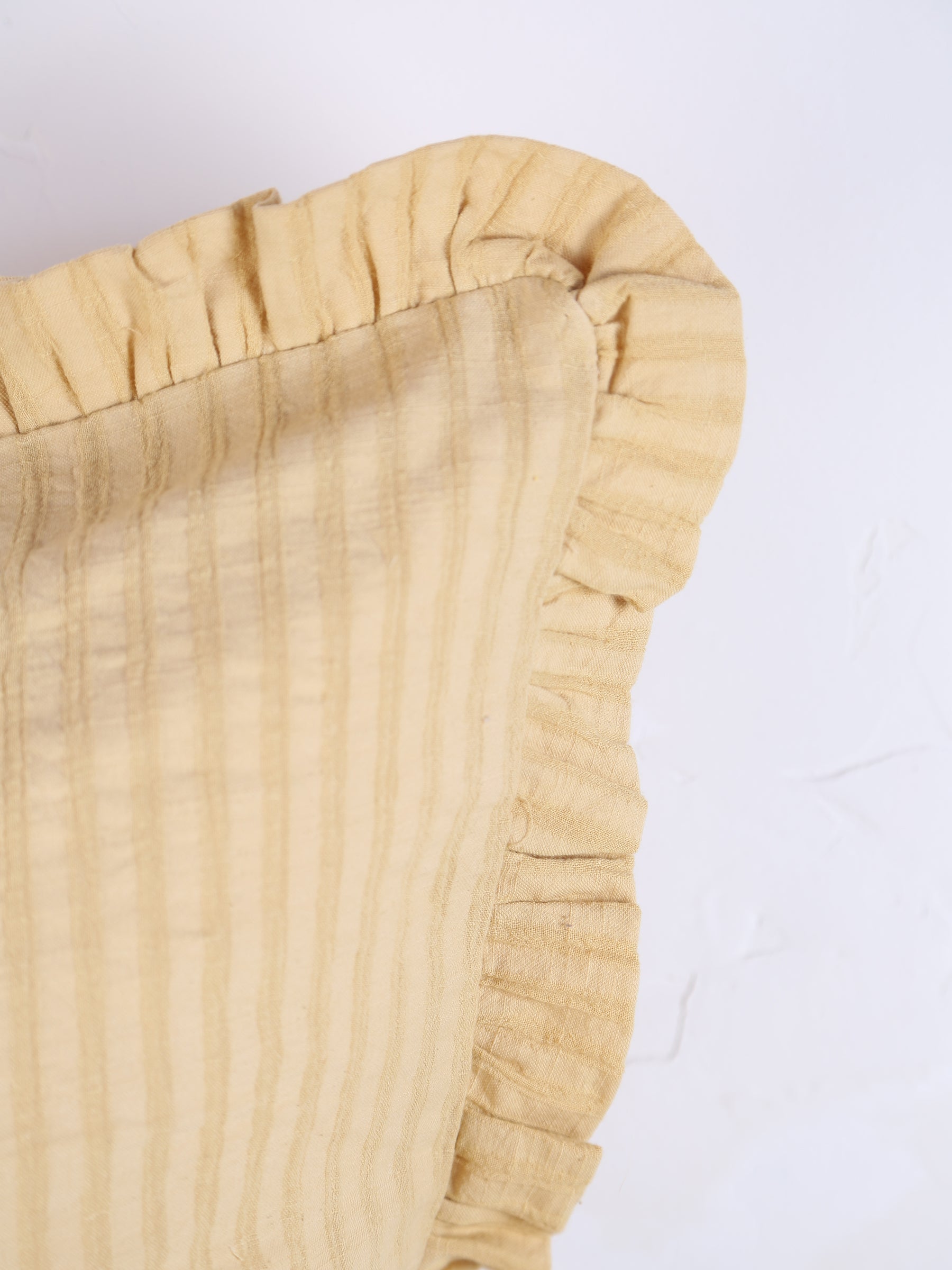 Rubie Ruffled Stripe Cotton Cushion - Light Yellow