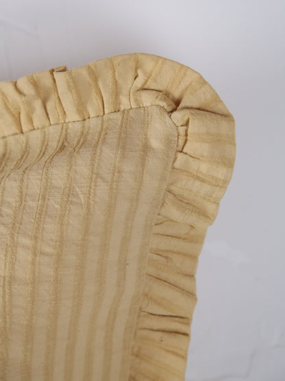 Rubie Ruffled Stripe Cotton Cushion - Light Yellow
