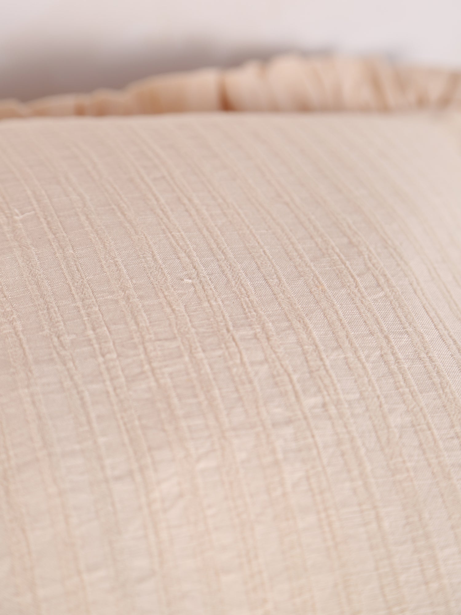 Rubie Ruffled Stripe Cotton Cushion - Eggnog
