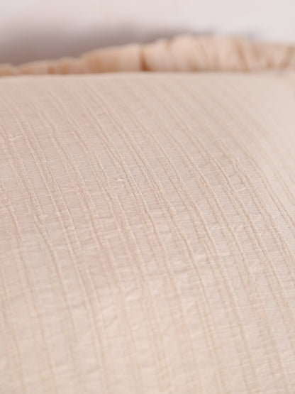 Rubie Ruffled Stripe Cotton Cushion - Eggnog