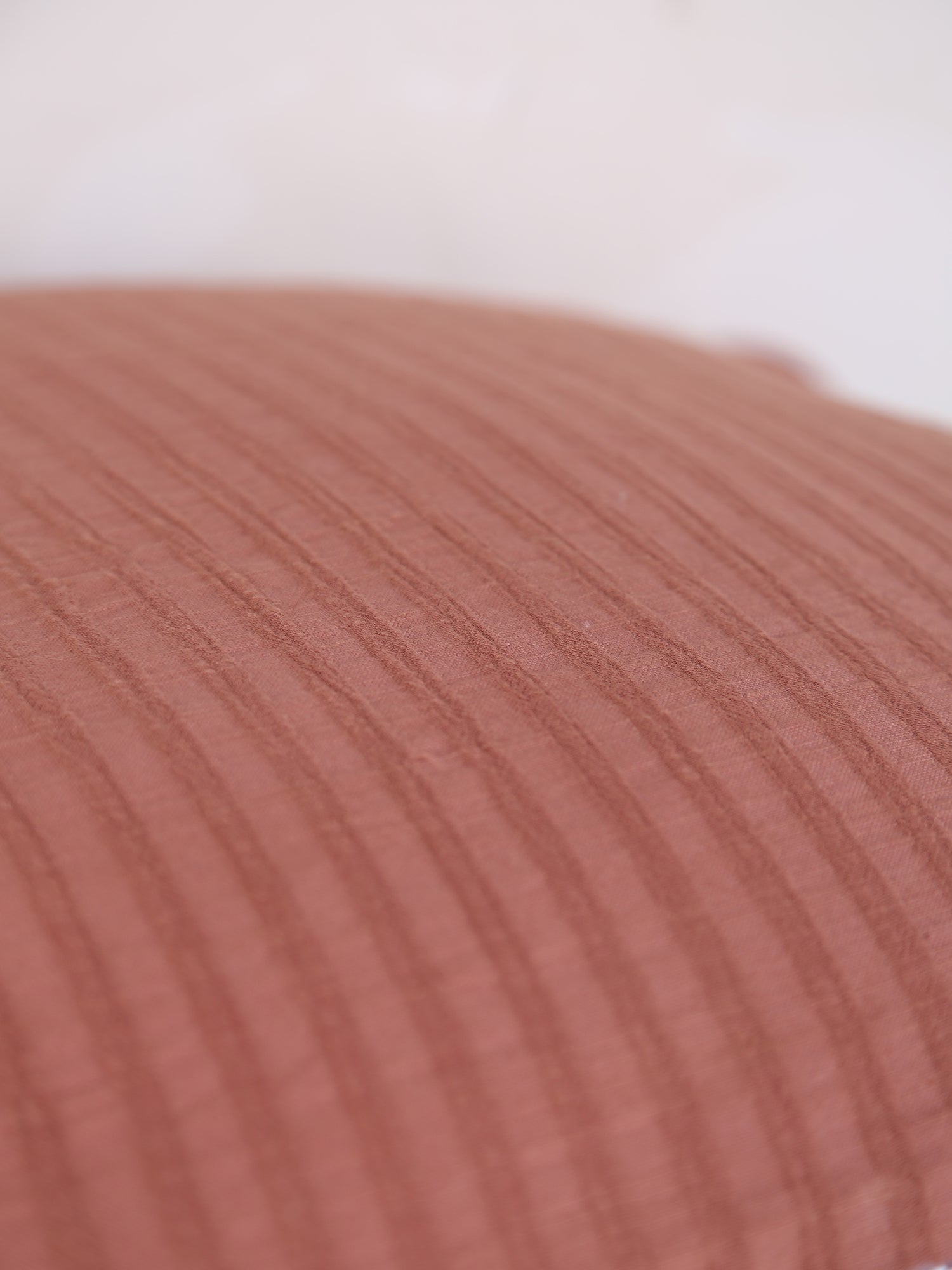 Rubie Ruffled Stripe Cotton Cushion - Maroon