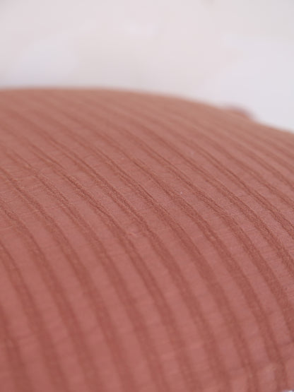 Rubie Ruffled Stripe Cotton Cushion - Maroon