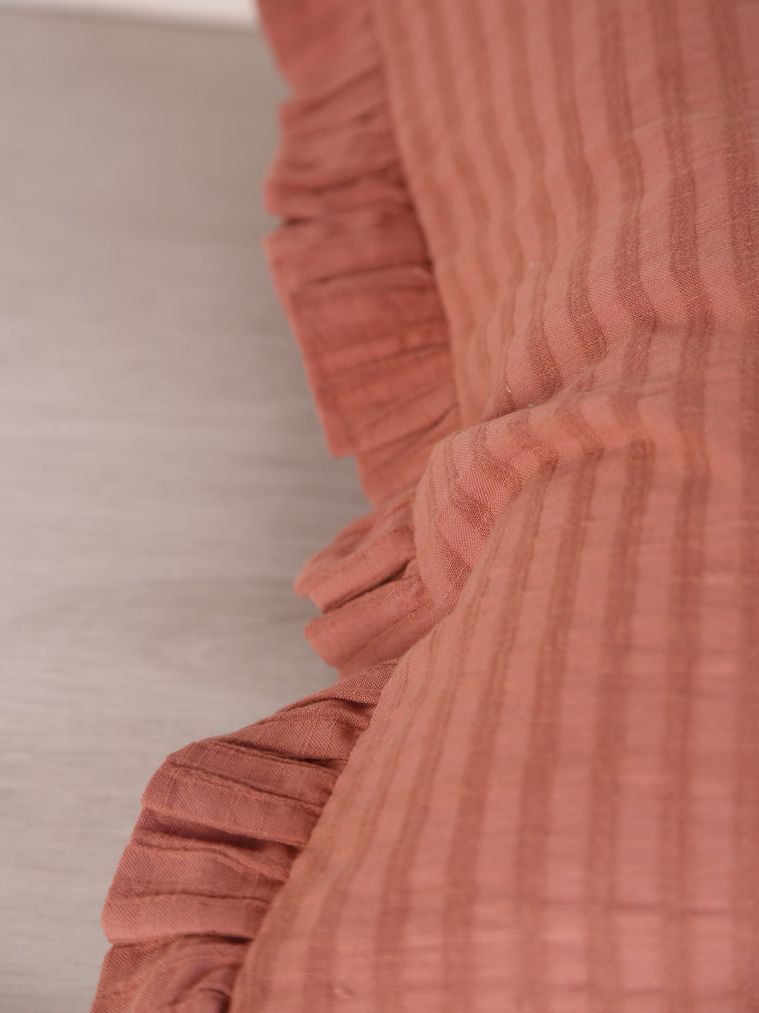 Rubie Ruffled Stripe Cotton Cushion - Maroon