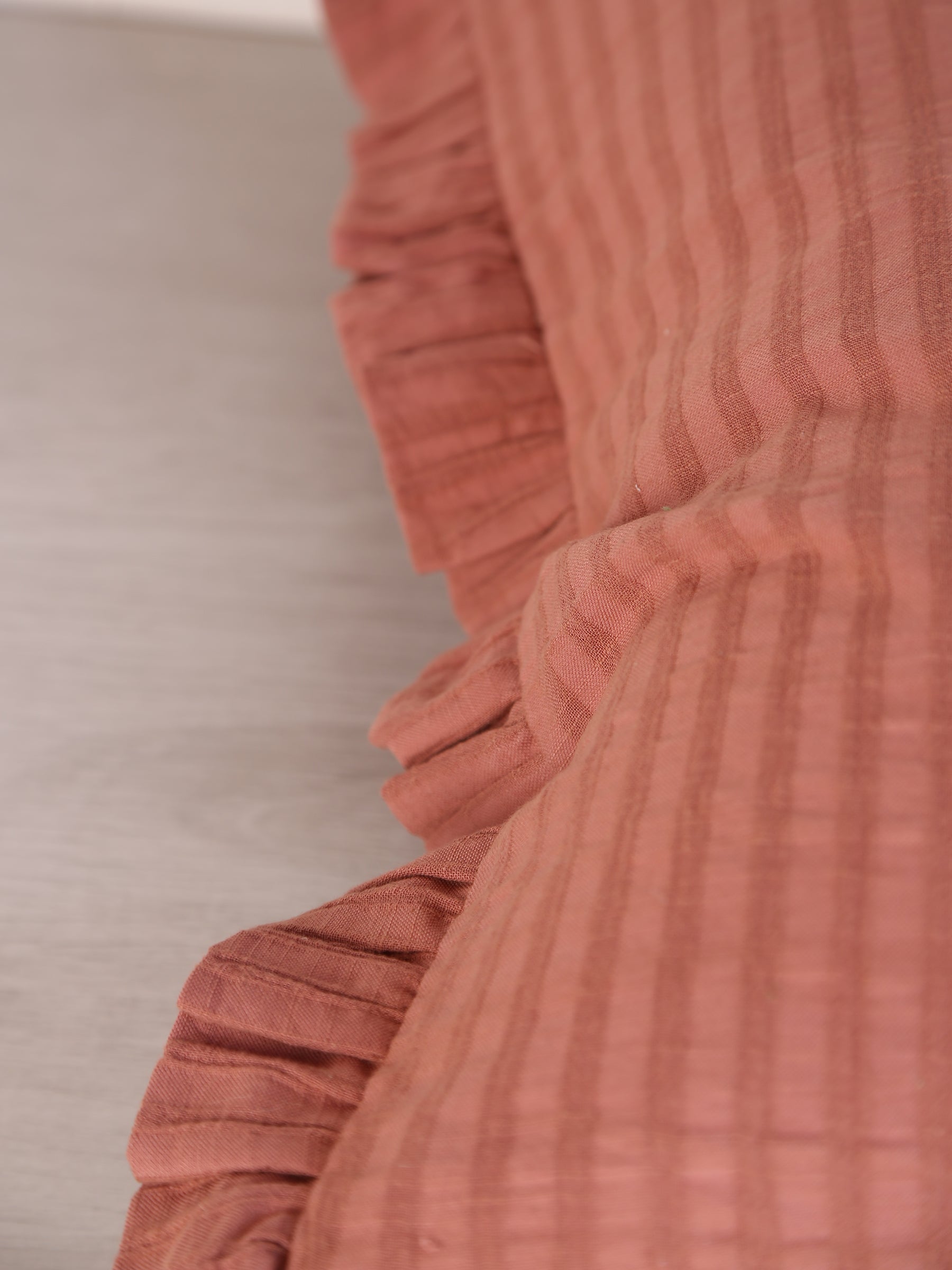 Rubie Ruffled Stripe Cotton Cushion - Maroon