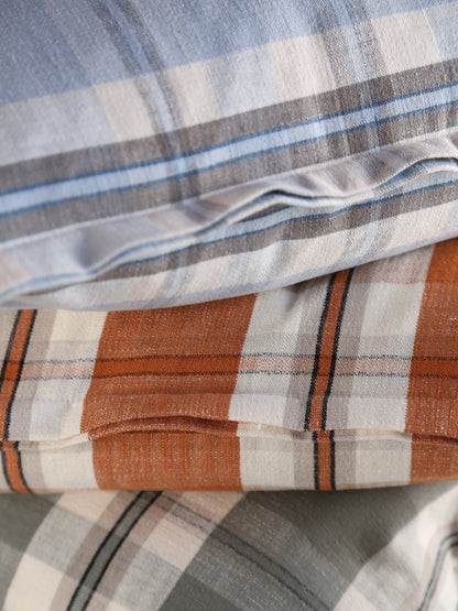 Dawn Checked Cotton Cushion - Bronze Apricot, Off White, Light Grey, Black