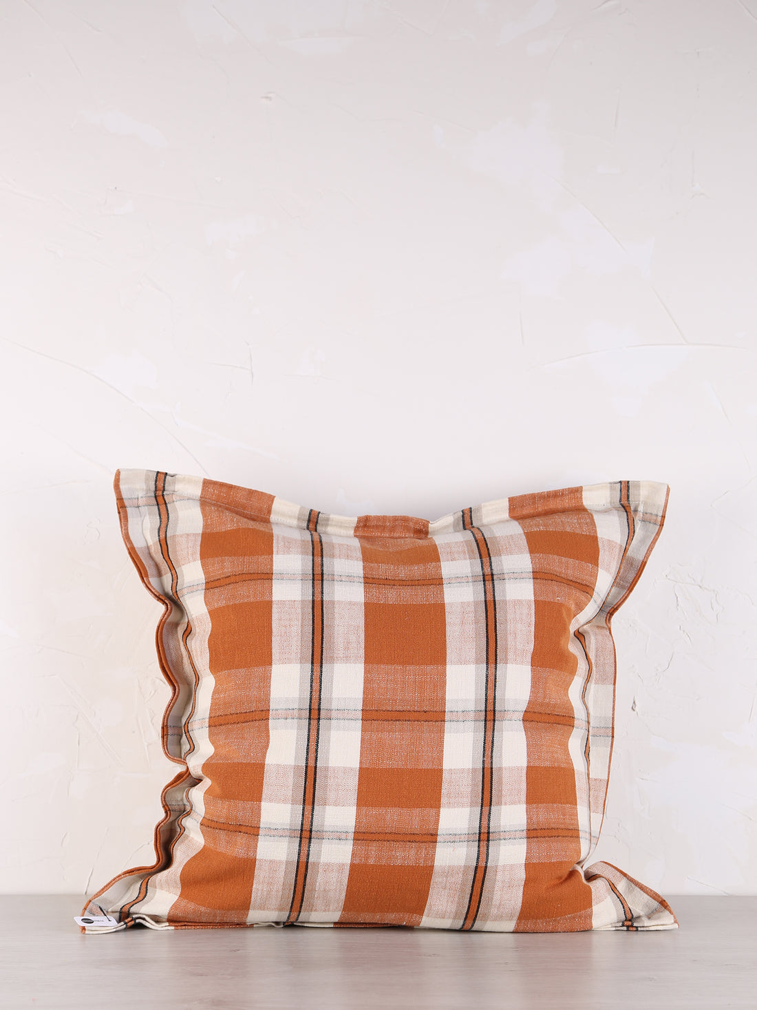 Dawn Checked Cotton Cushion - Bronze Apricot, Off White, Light Grey, Black