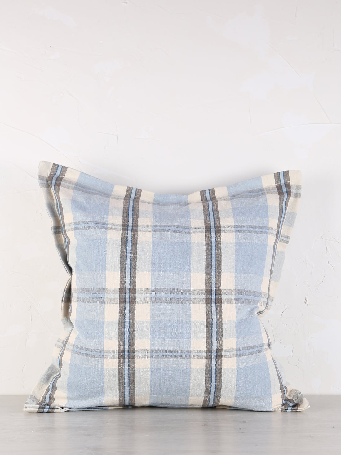 Dawn Checked Cotton Cushion - Light Blue, Taupe, Off White, Navy
