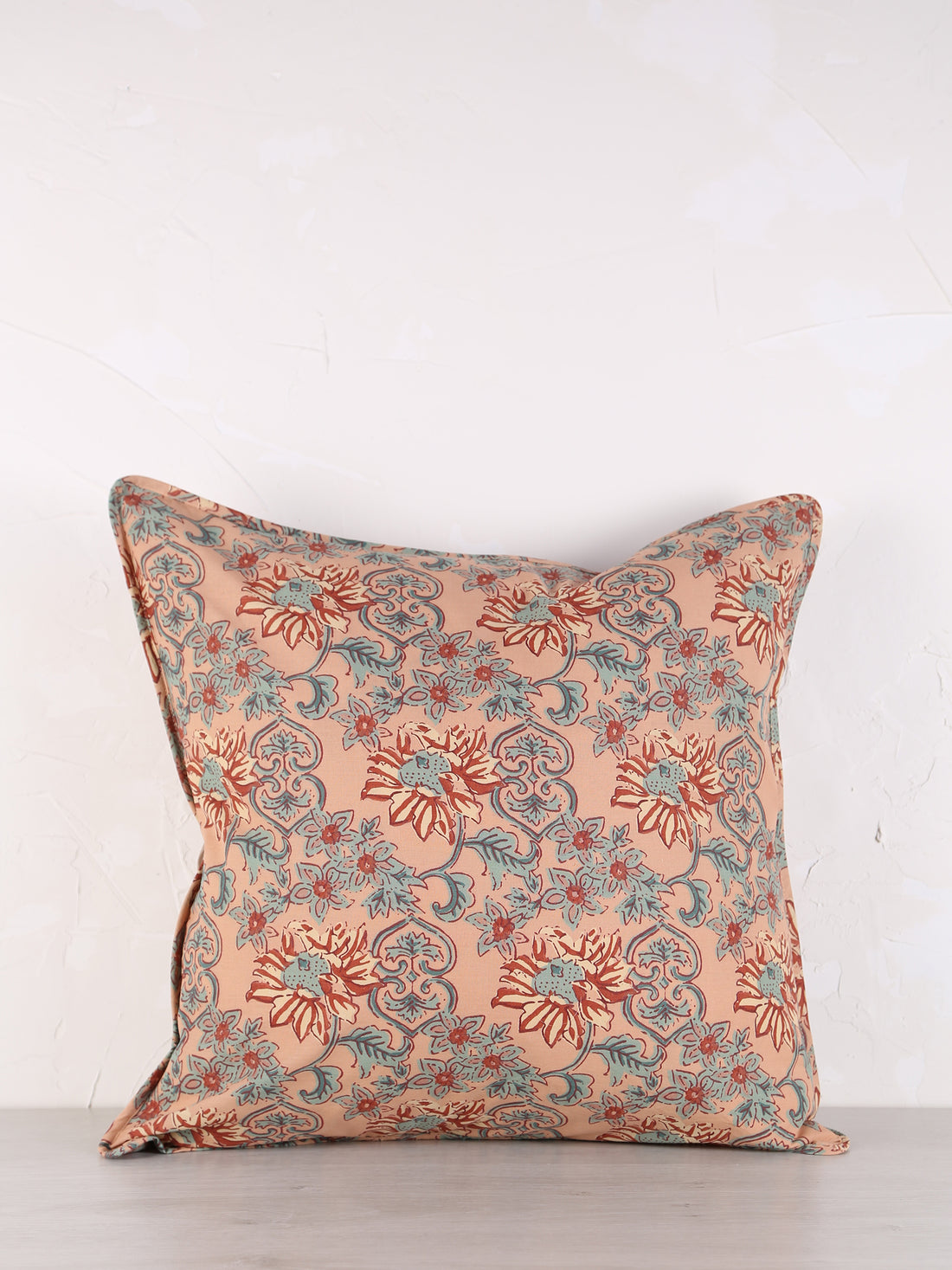 Lille Bohemian Printed cushion  - Peach, sea green, brown, sand
