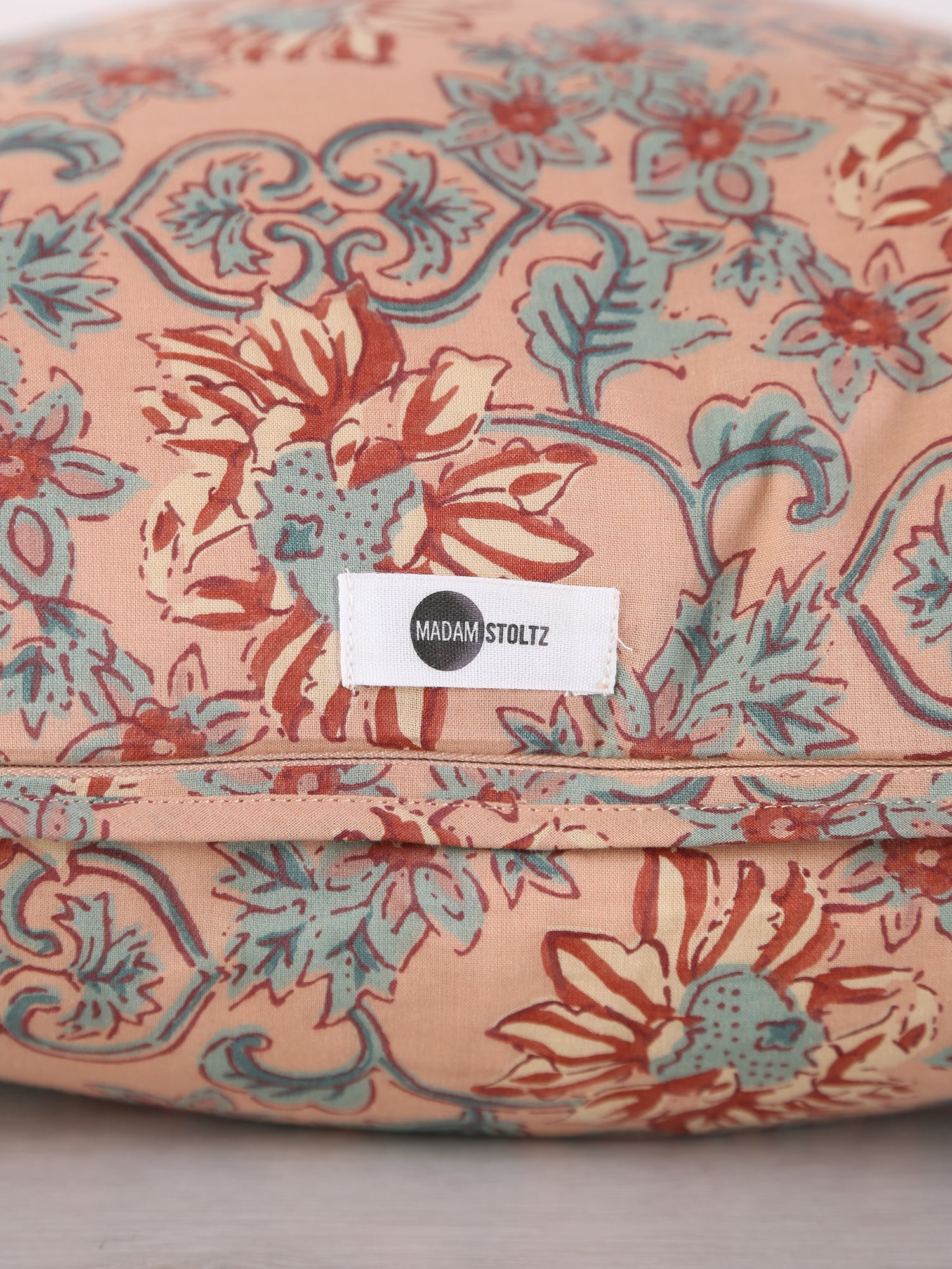 Lille Bohemian Printed cushion  - Peach, sea green, brown, sand