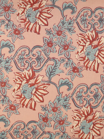 Lille Bohemian Printed cushion  - Peach, sea green, brown, sand