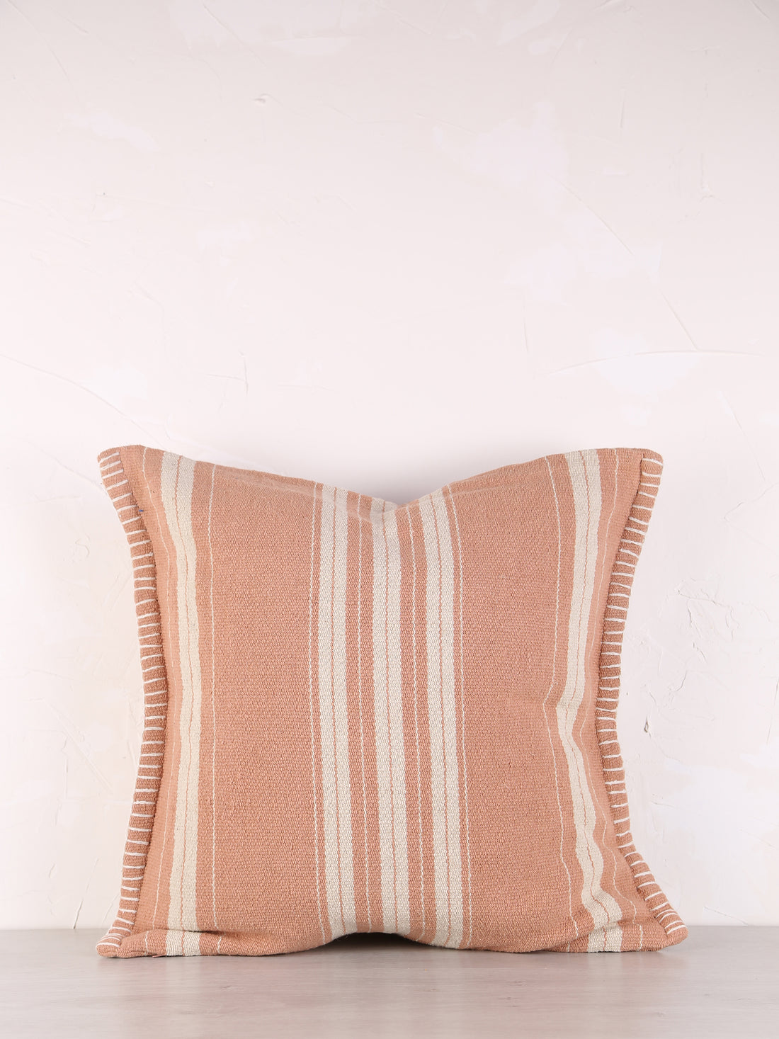 Fern Striped Jute Textured Cushion - Dusty Rose, Off White