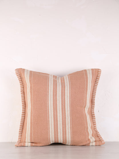 Fern Striped Jute Textured Cushion - Dusty Rose, Off White