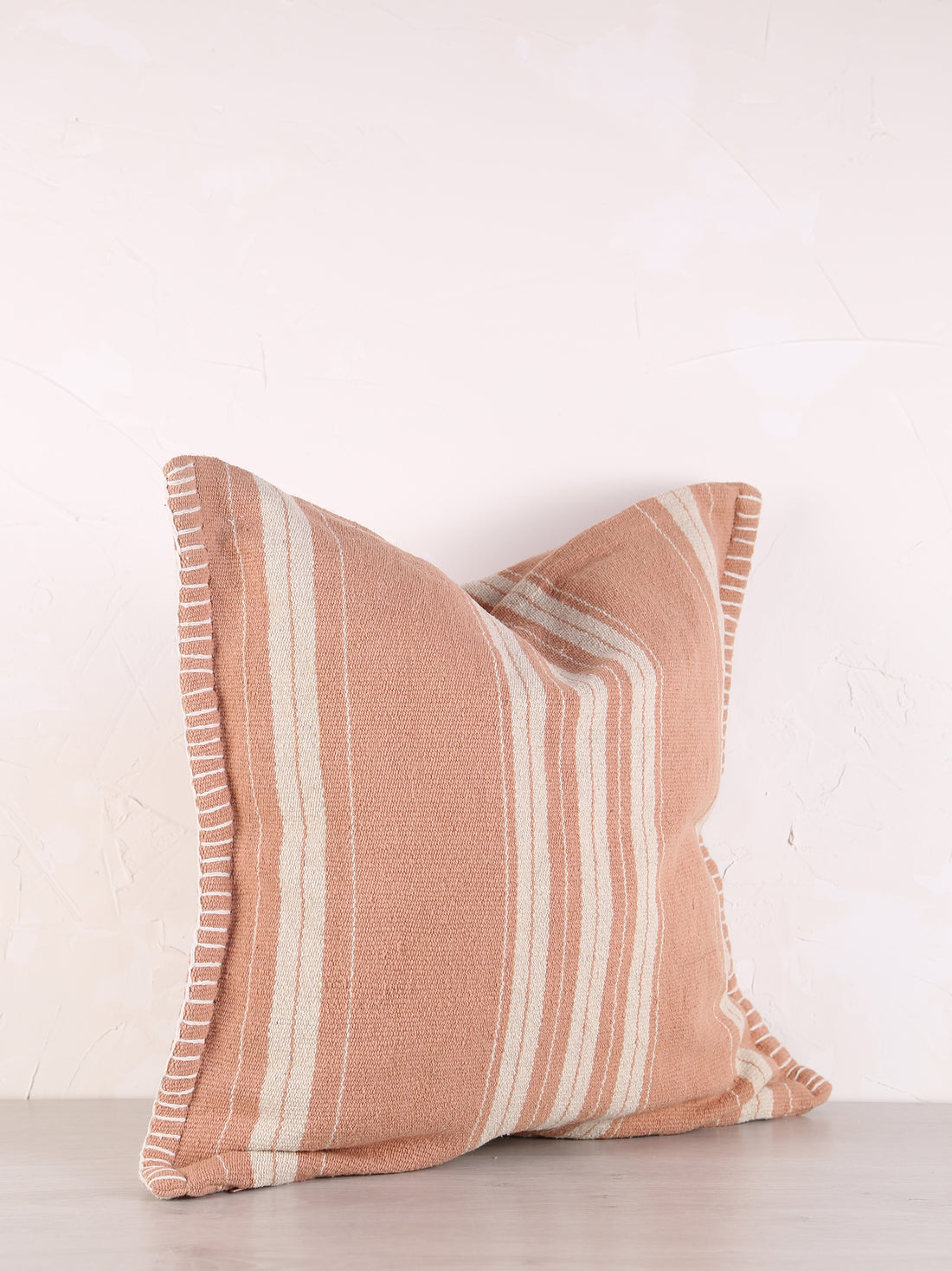 Fern Striped Jute Textured Cushion - Dusty Rose, Off White