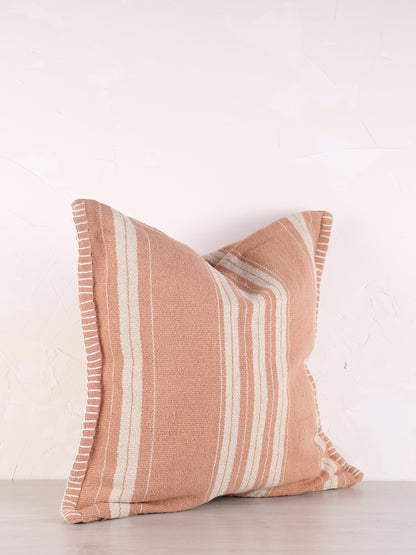 Fern Striped Jute Textured Cushion - Dusty Rose, Off White