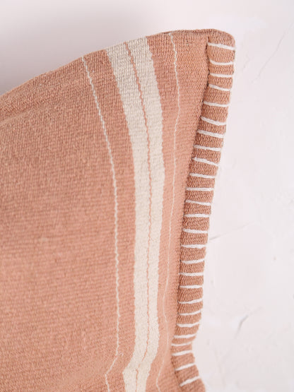 Fern Striped Jute Textured Cushion - Dusty Rose, Off White