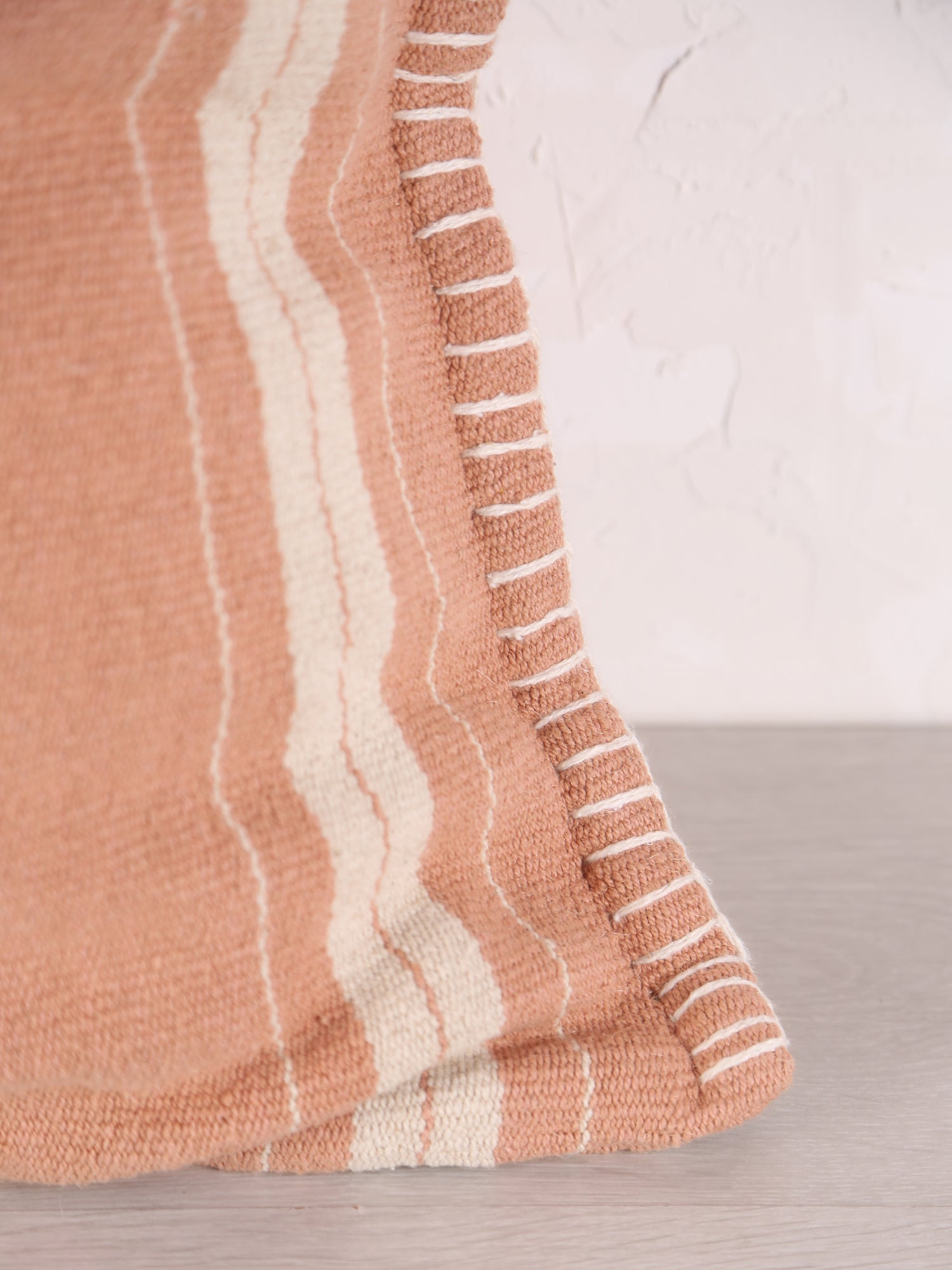 Fern Striped Jute Textured Cushion - Dusty Rose, Off White