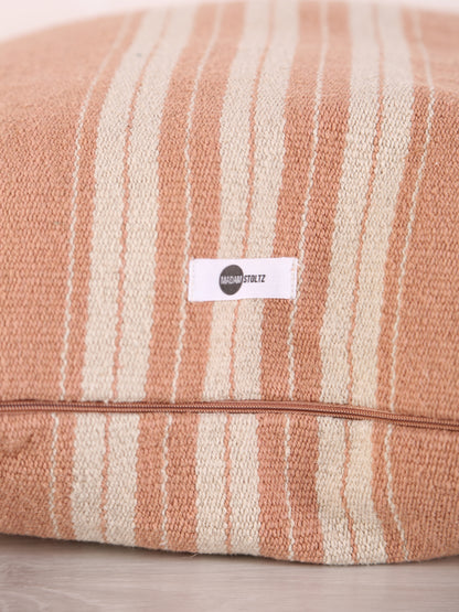Fern Striped Jute Textured Cushion - Dusty Rose, Off White