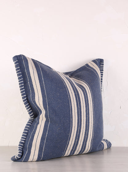 Fern Striped Jute Textured Cushion - Navy, Off White