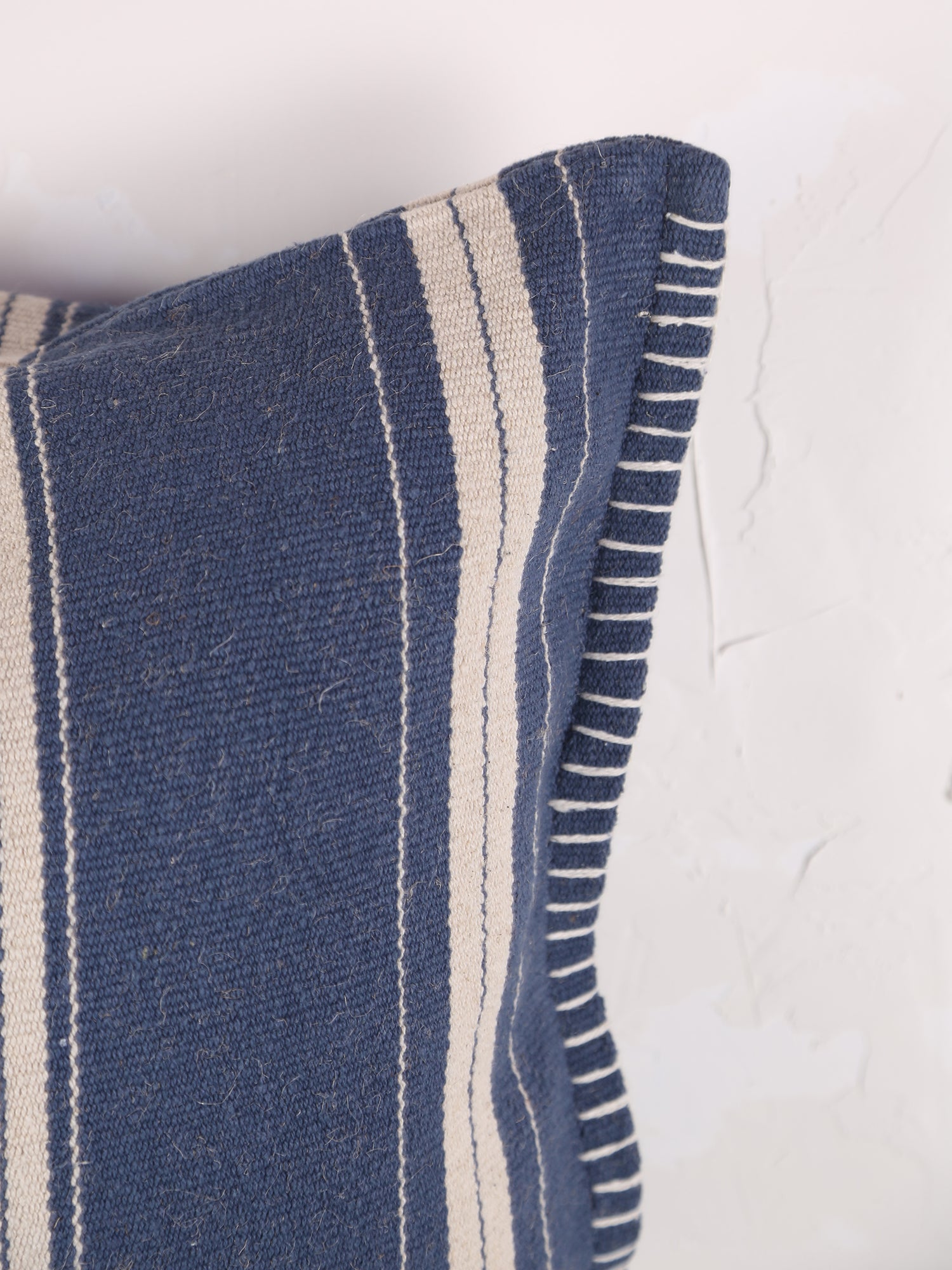 Fern Striped Jute Textured Cushion - Navy, Off White