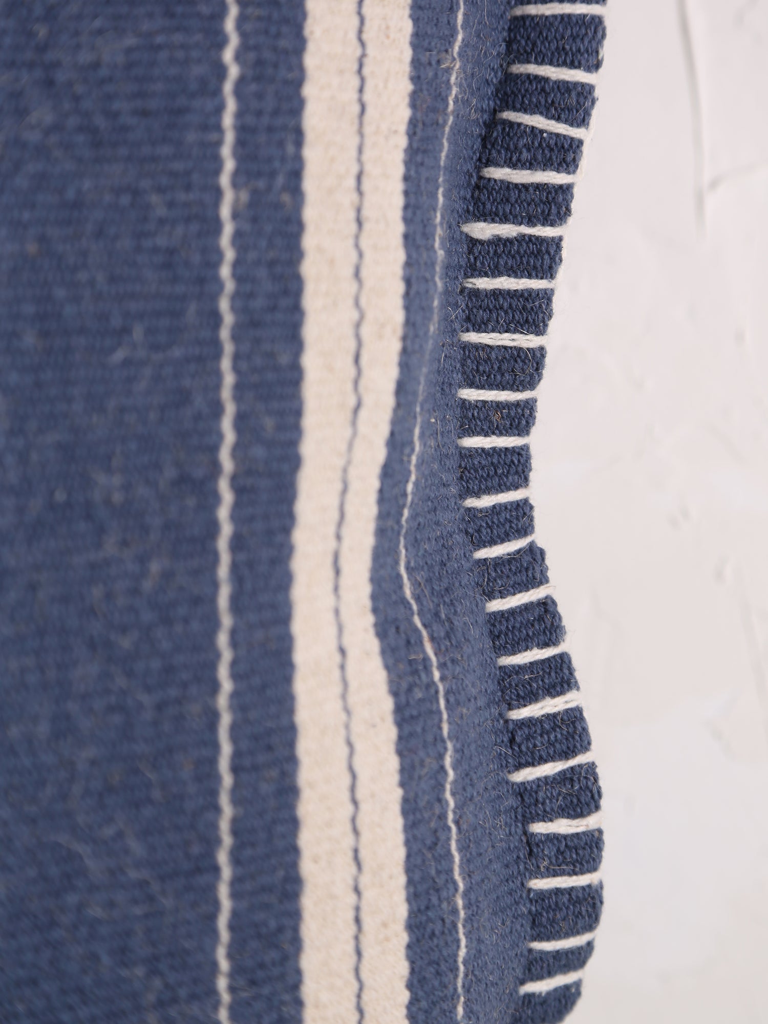 Fern Striped Jute Textured Cushion - Navy, Off White