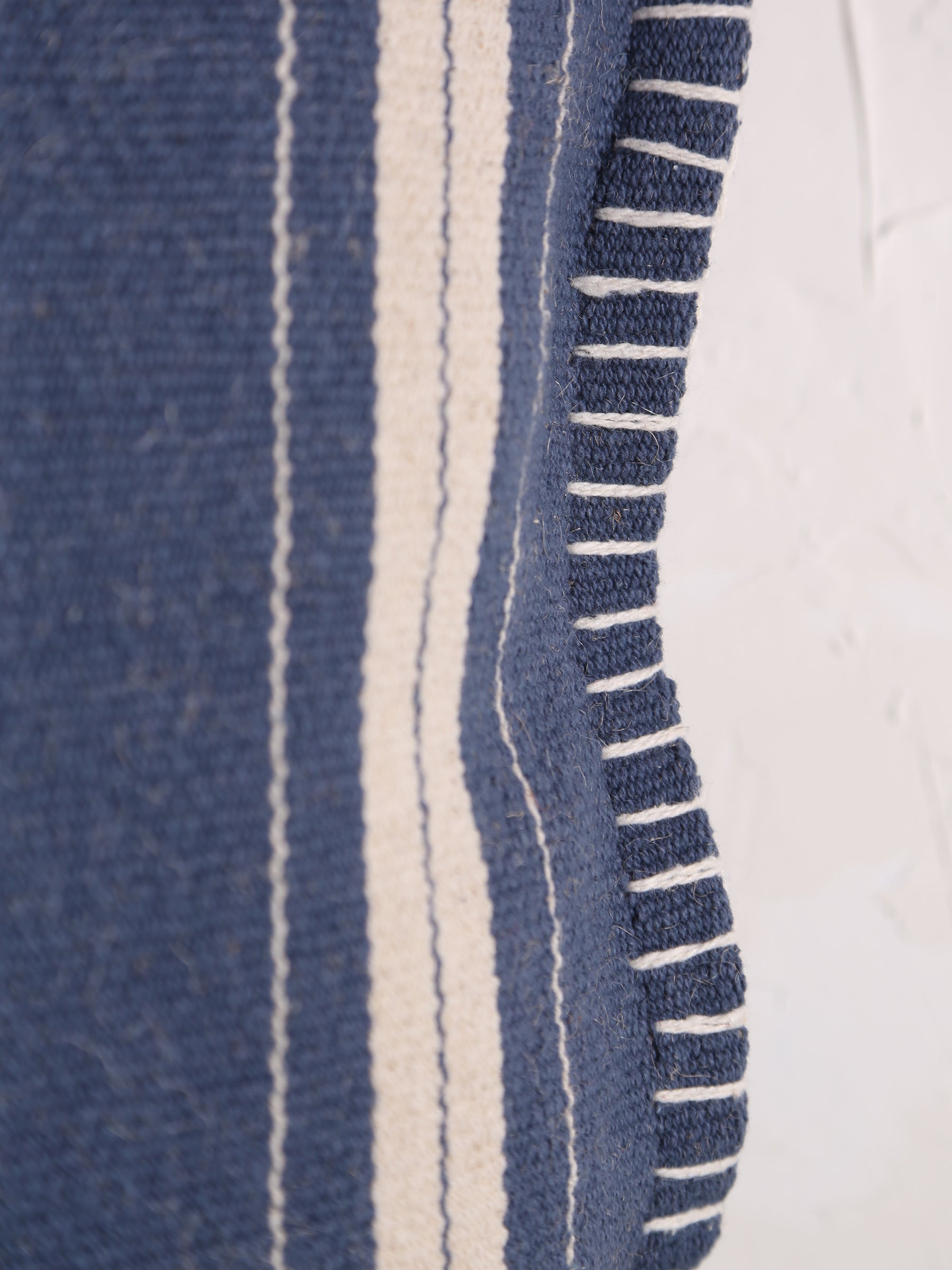 Fern Striped Jute Textured Cushion - Navy, Off White