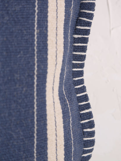 Fern Striped Jute Textured Cushion - Navy, Off White
