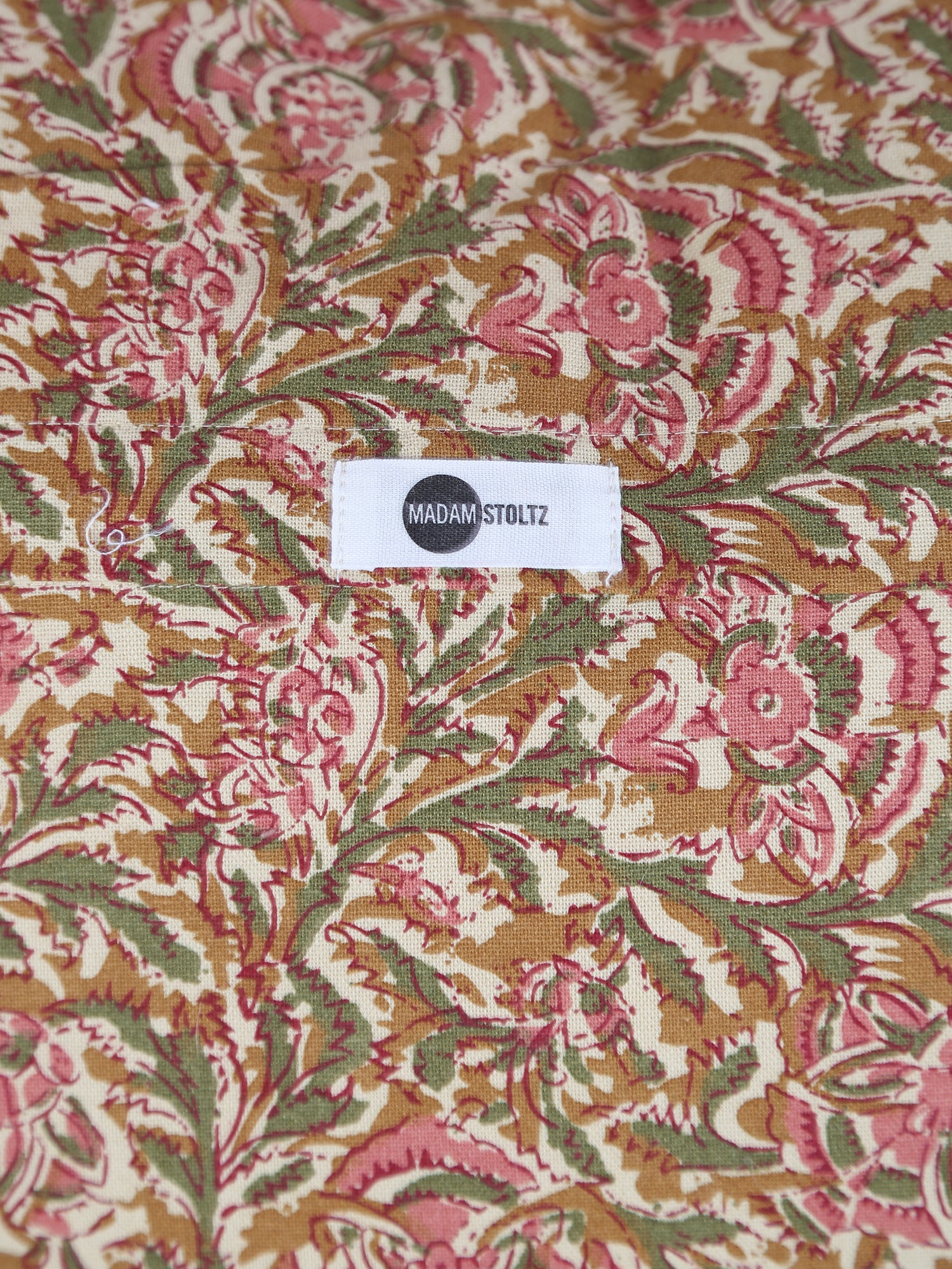Paisley Printed Cushion with Fringe - Honey, Rose, Green &amp; Off White