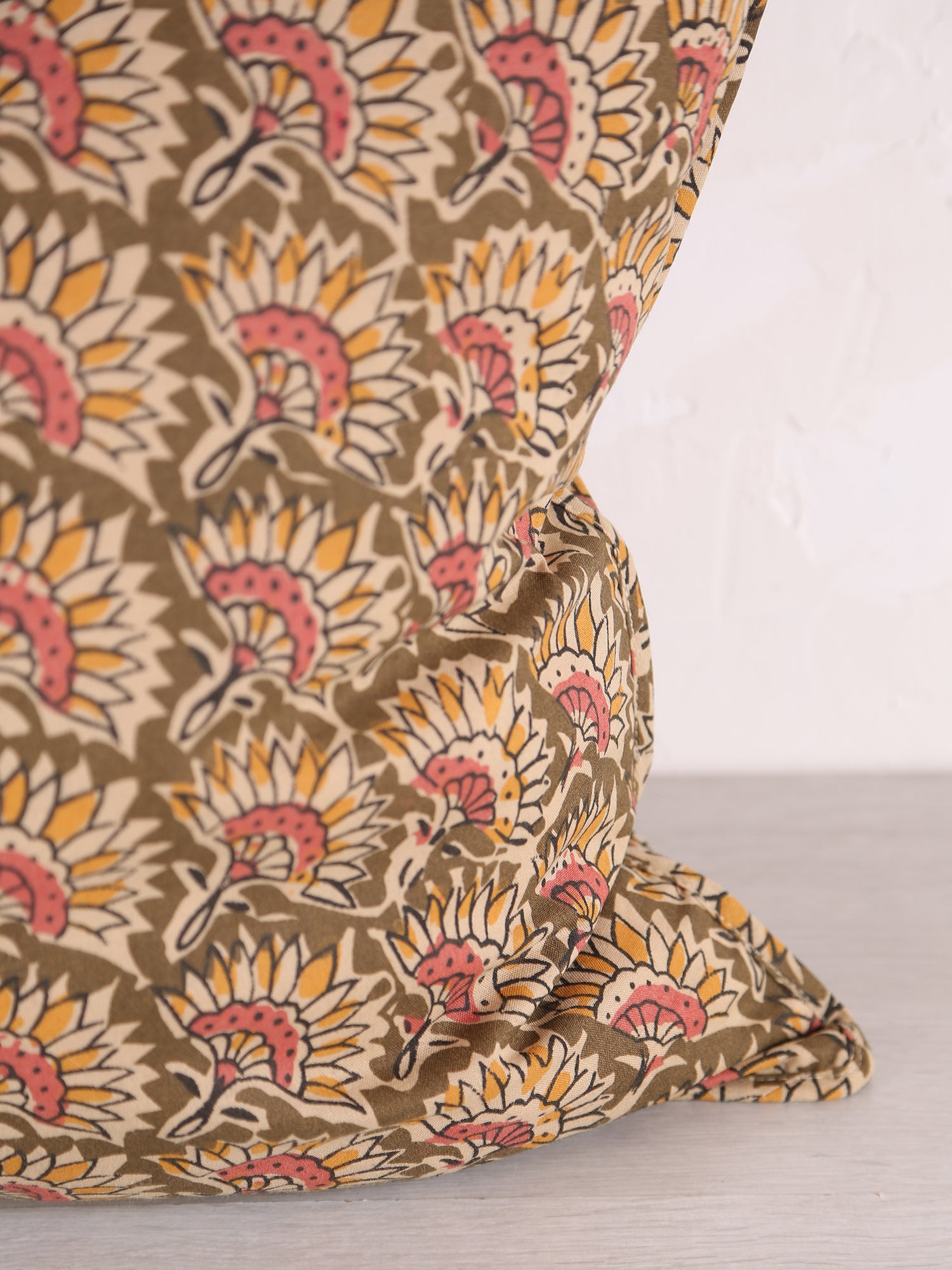 Feria Bohemian Printed Cushion  - Olive, Sand, Old Rose, Mustard - 50x50cm