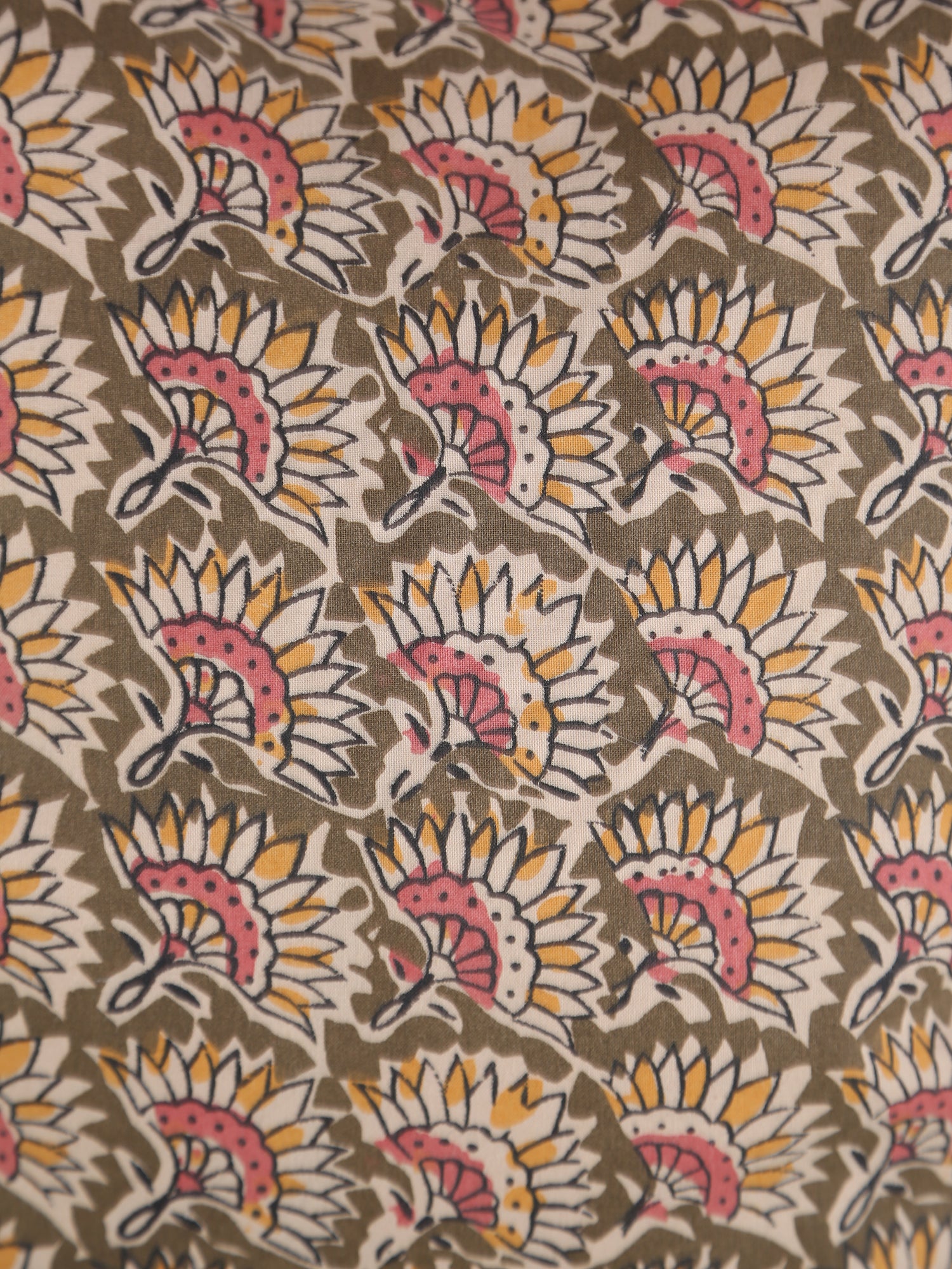 Feria Bohemian Printed Cushion  - Olive, Sand, Old Rose, Mustard - 50x50cm