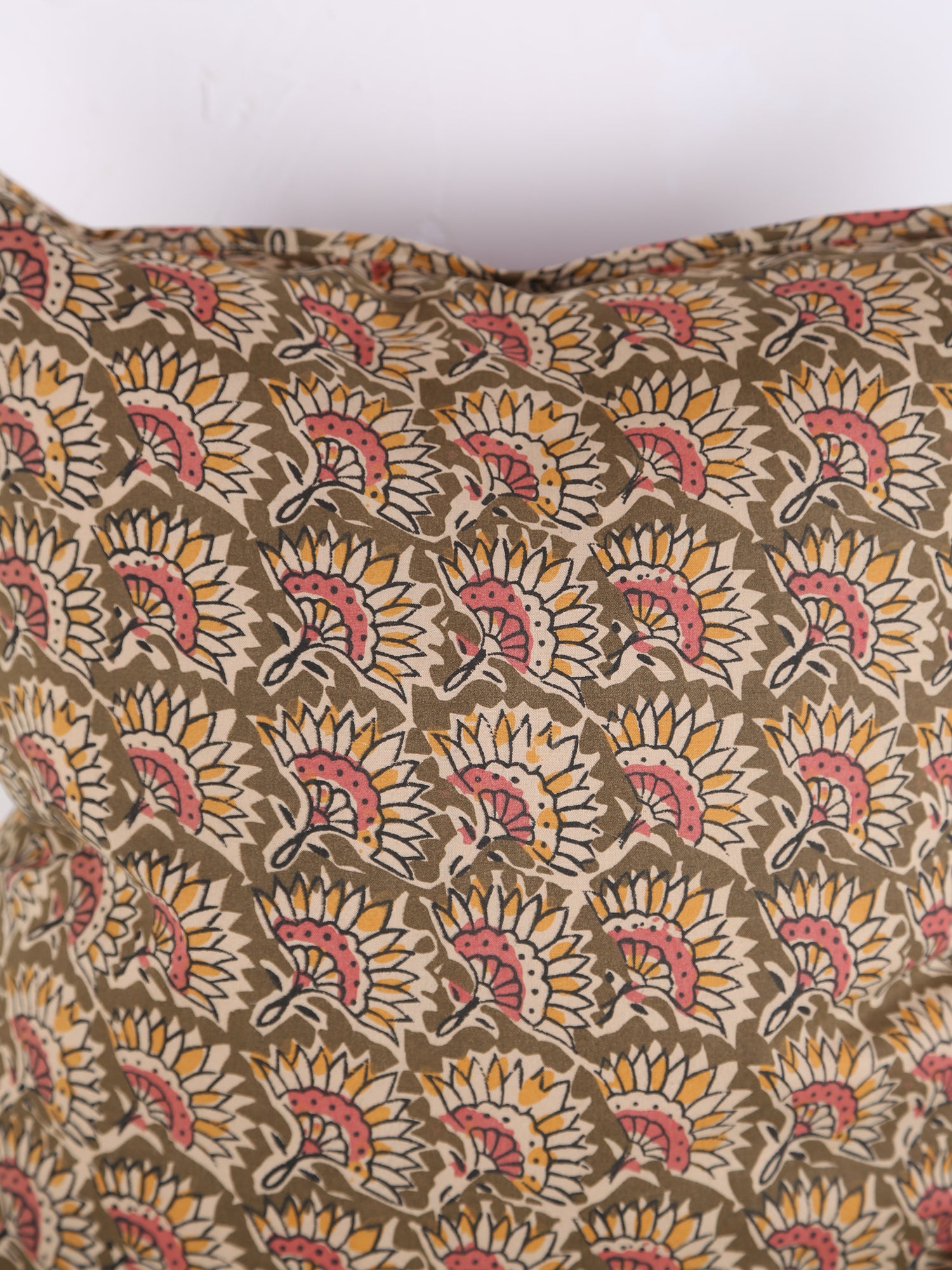 Feria Bohemian Printed Cushion  - Olive, Sand, Old Rose, Mustard - 50x50cm
