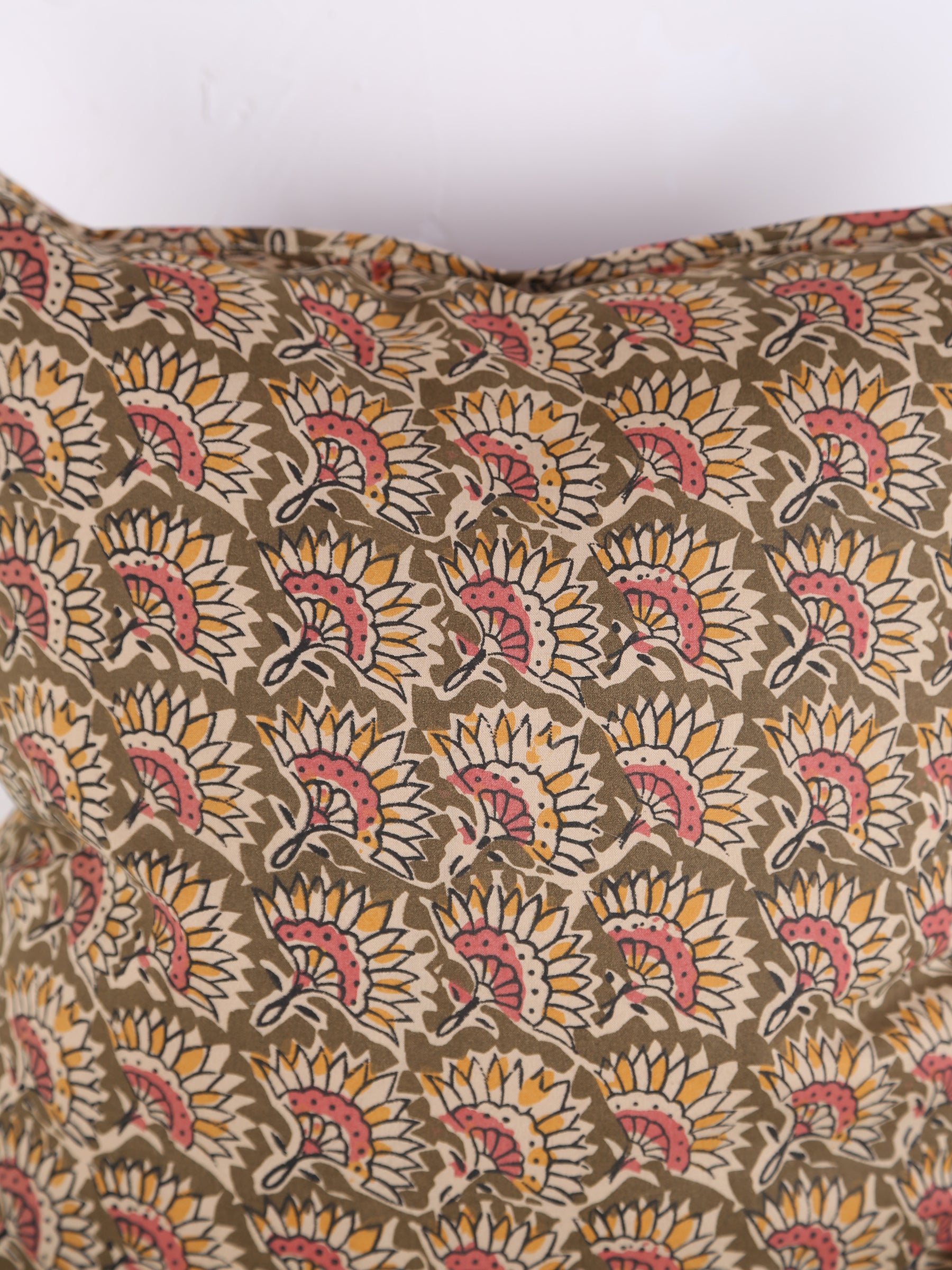 Feria Bohemian Printed Cushion  - Olive, Sand, Old Rose, Mustard - 50x50cm
