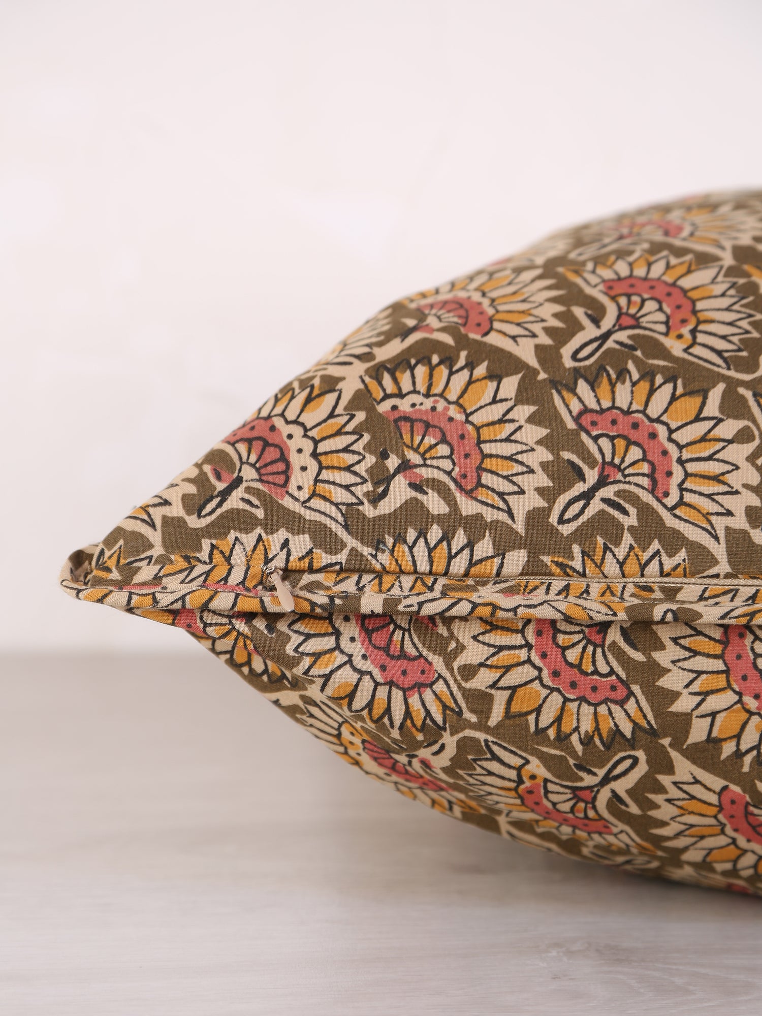 Feria Bohemian Printed Cushion  - Olive, Sand, Old Rose, Mustard - 50x50cm