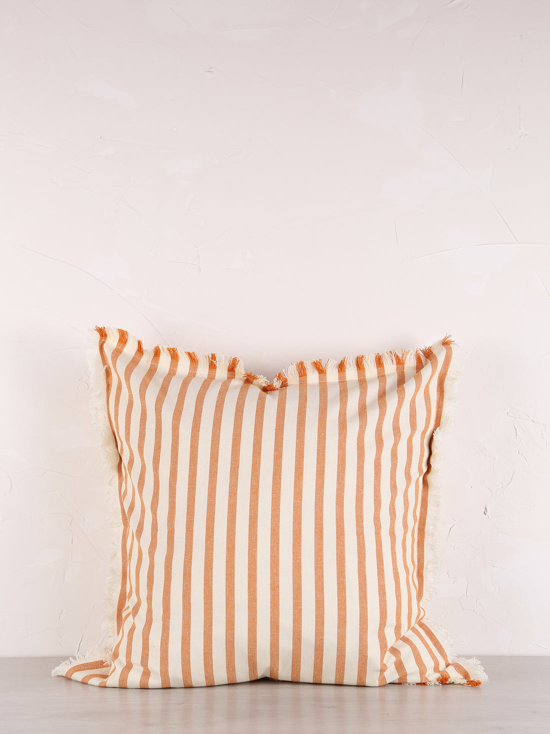 Rue Striped cushion - Ochre, Dark Honey - Fringed Detailing