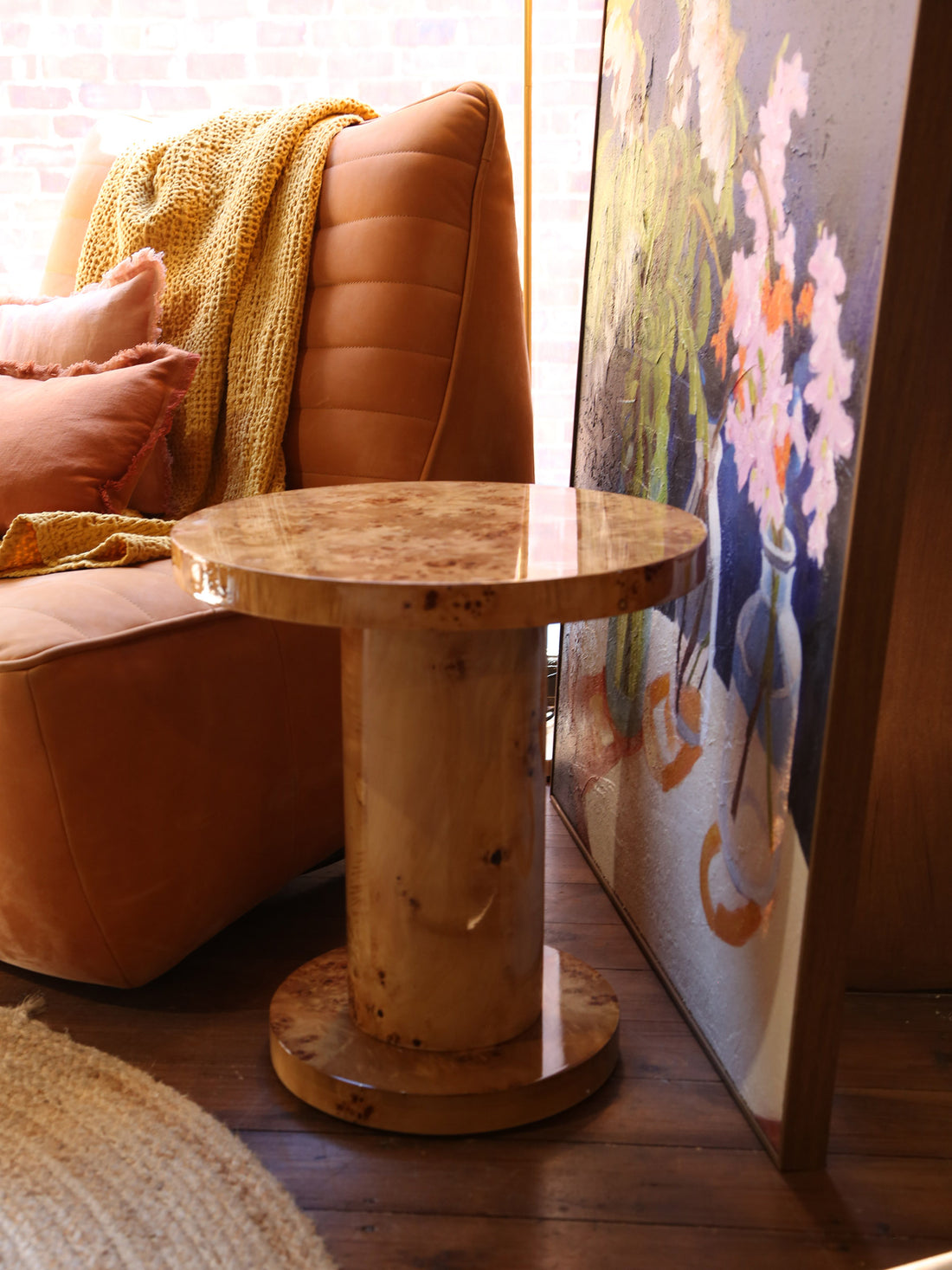 Quinn Side Table - Burl Wood