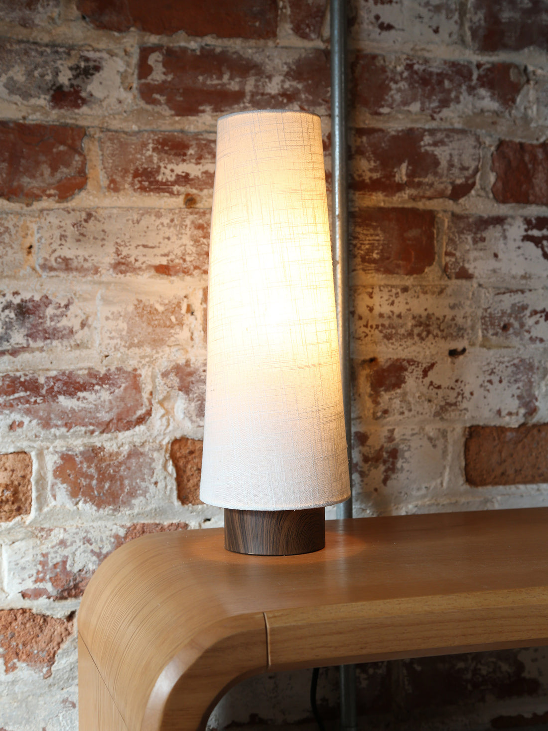 Howie Table lamp - Wooden Print - Dark Brown, Cream