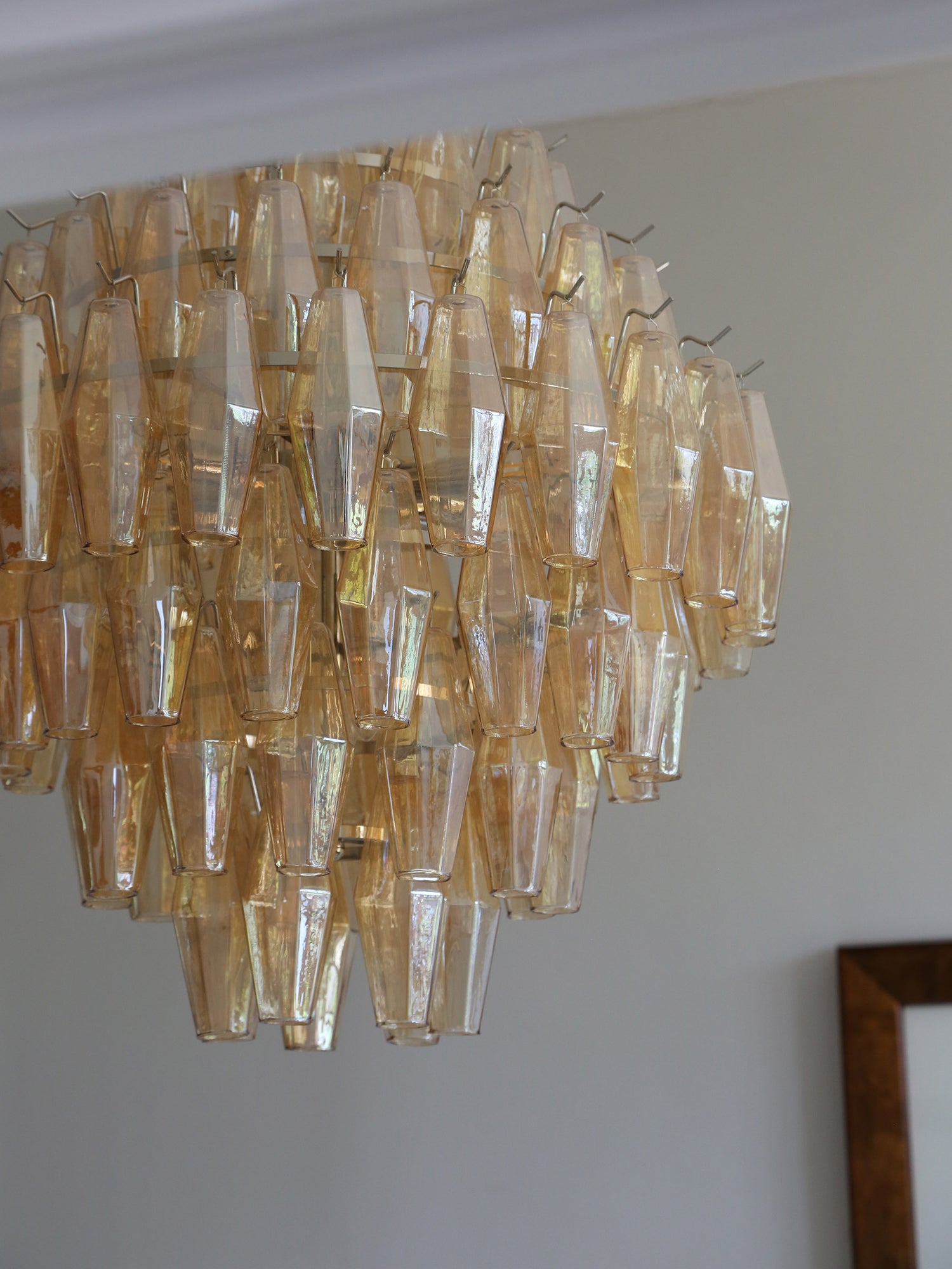 Cascading Glass Chandelier - Golden Amber