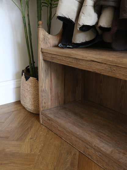 Rustic Hallway Bench And Storage Unit - Recycled Oak