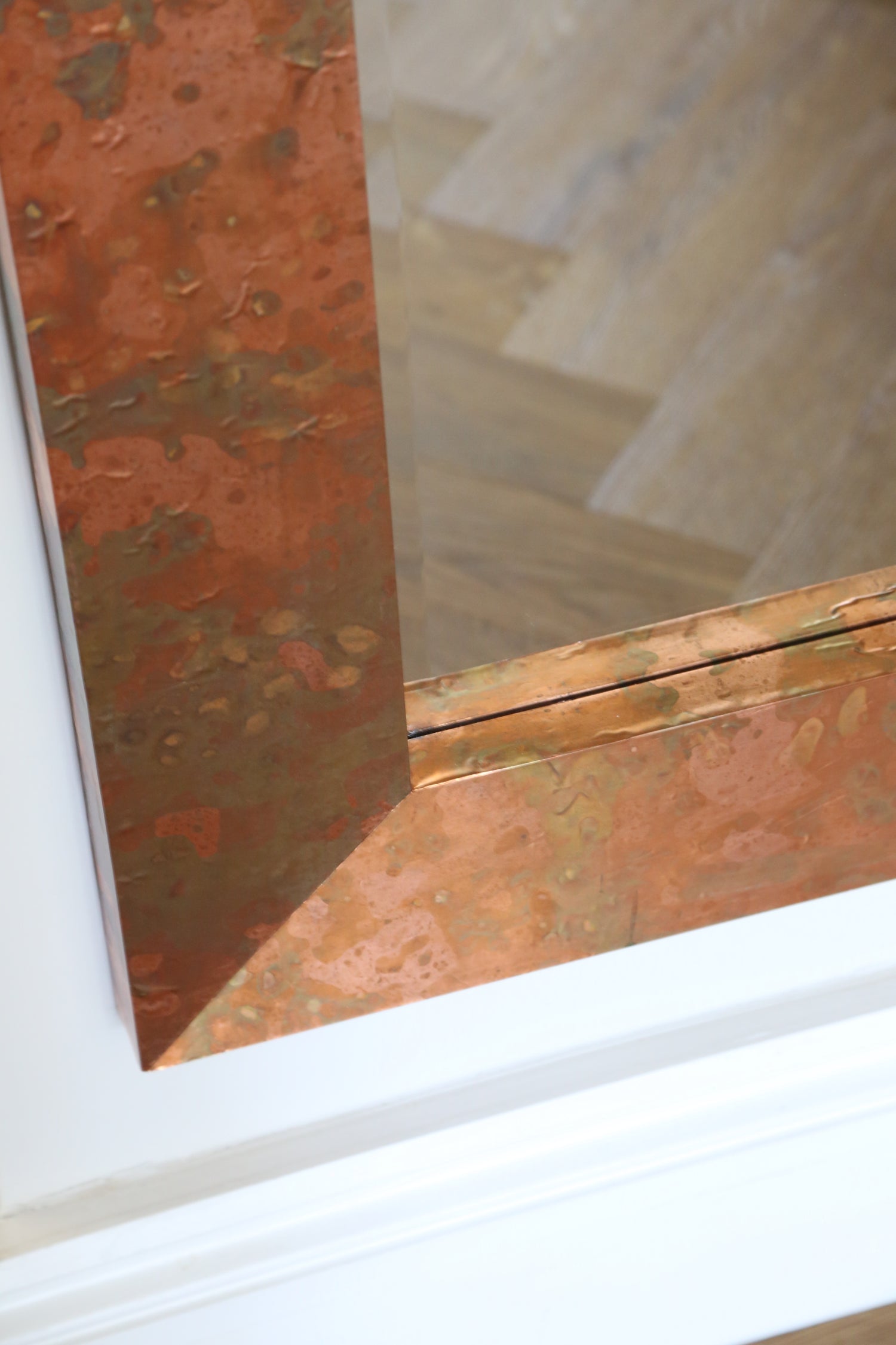 Hammered Copper Frame Mirror - 209x87cm