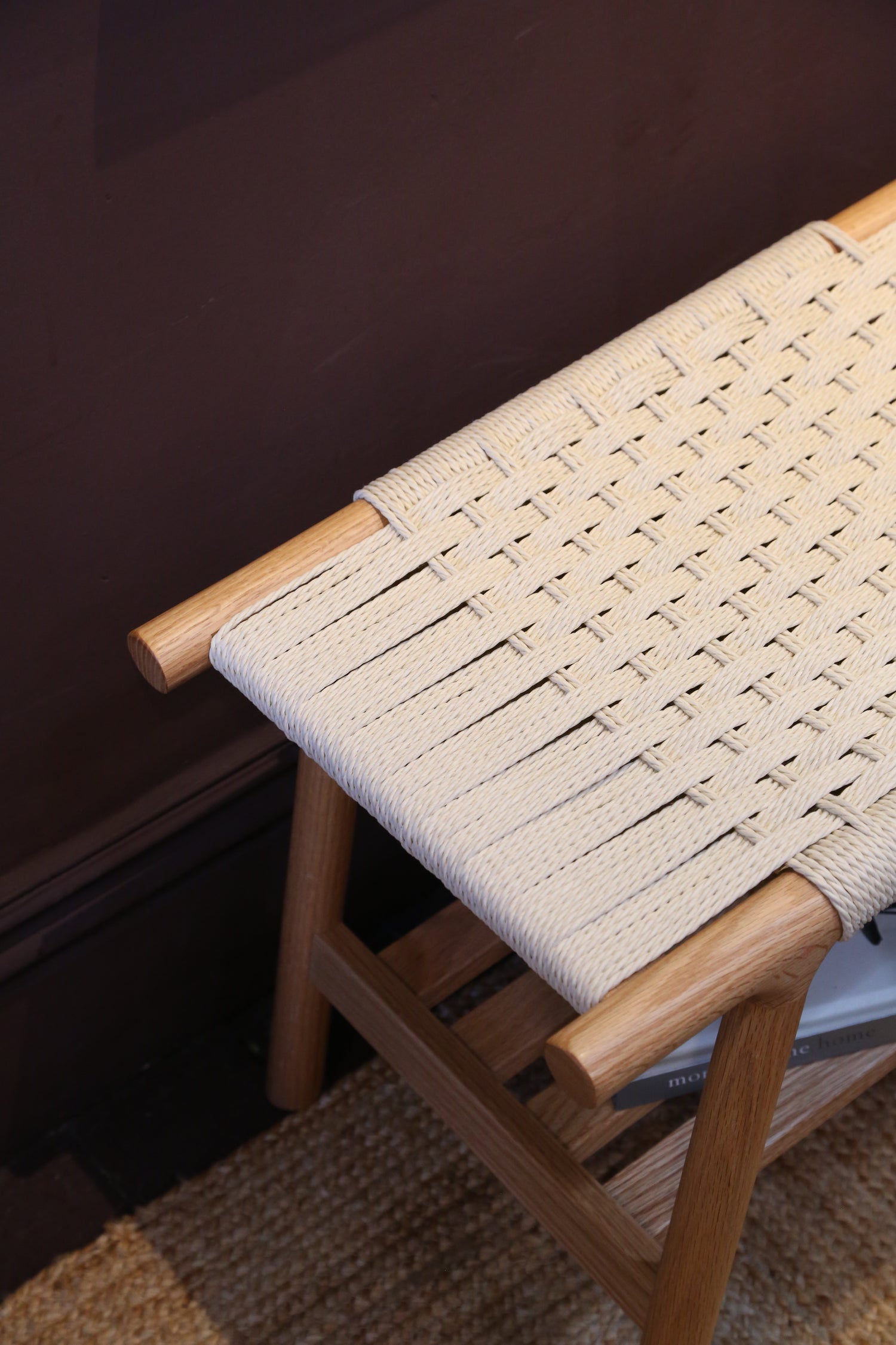 Kintaro Solid Oak, Woven Bench - 2 Colours &amp; 2 Sizes Available