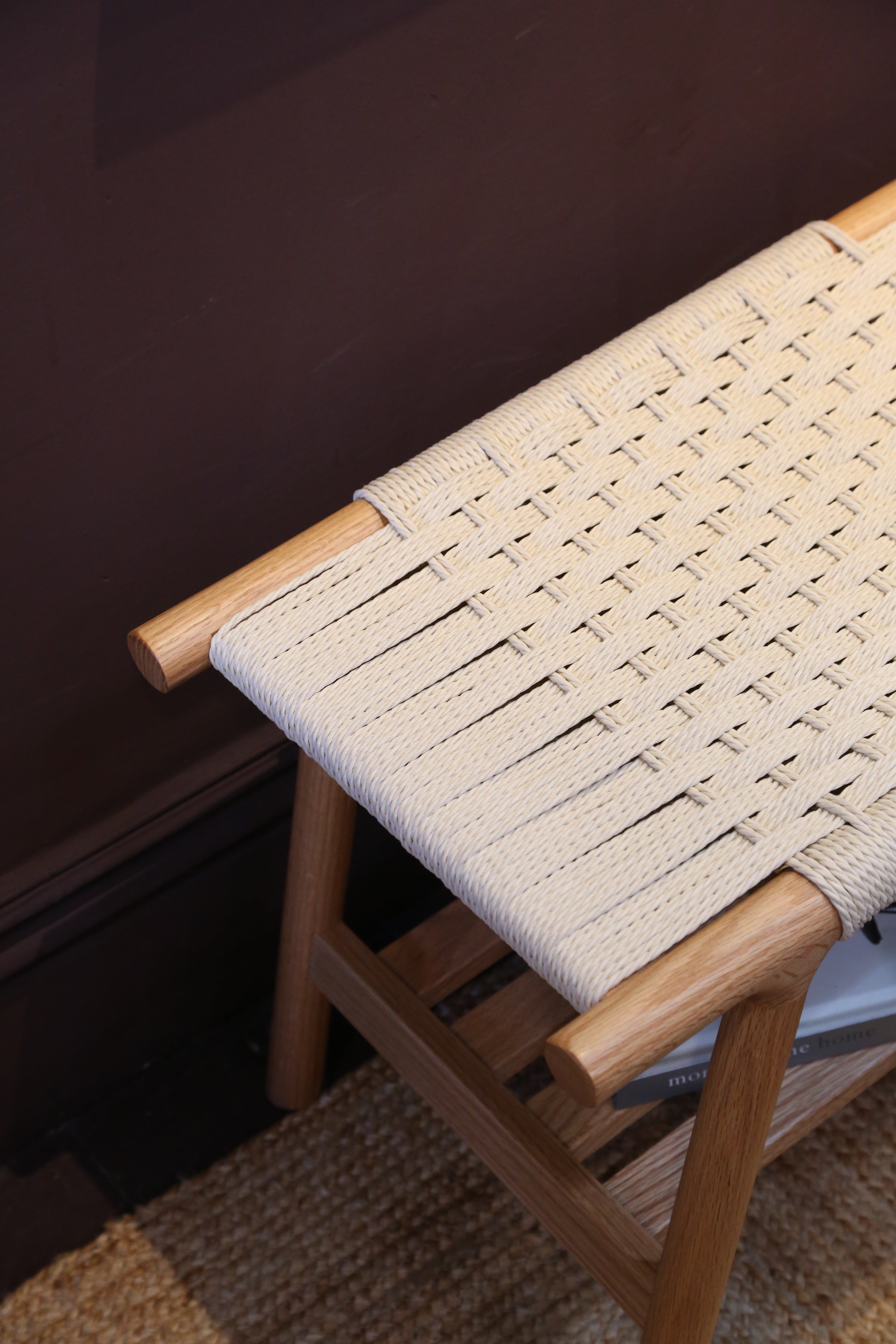 Kintaro Solid Oak, Woven Bench - 2 Colours &amp; 2 Sizes Available