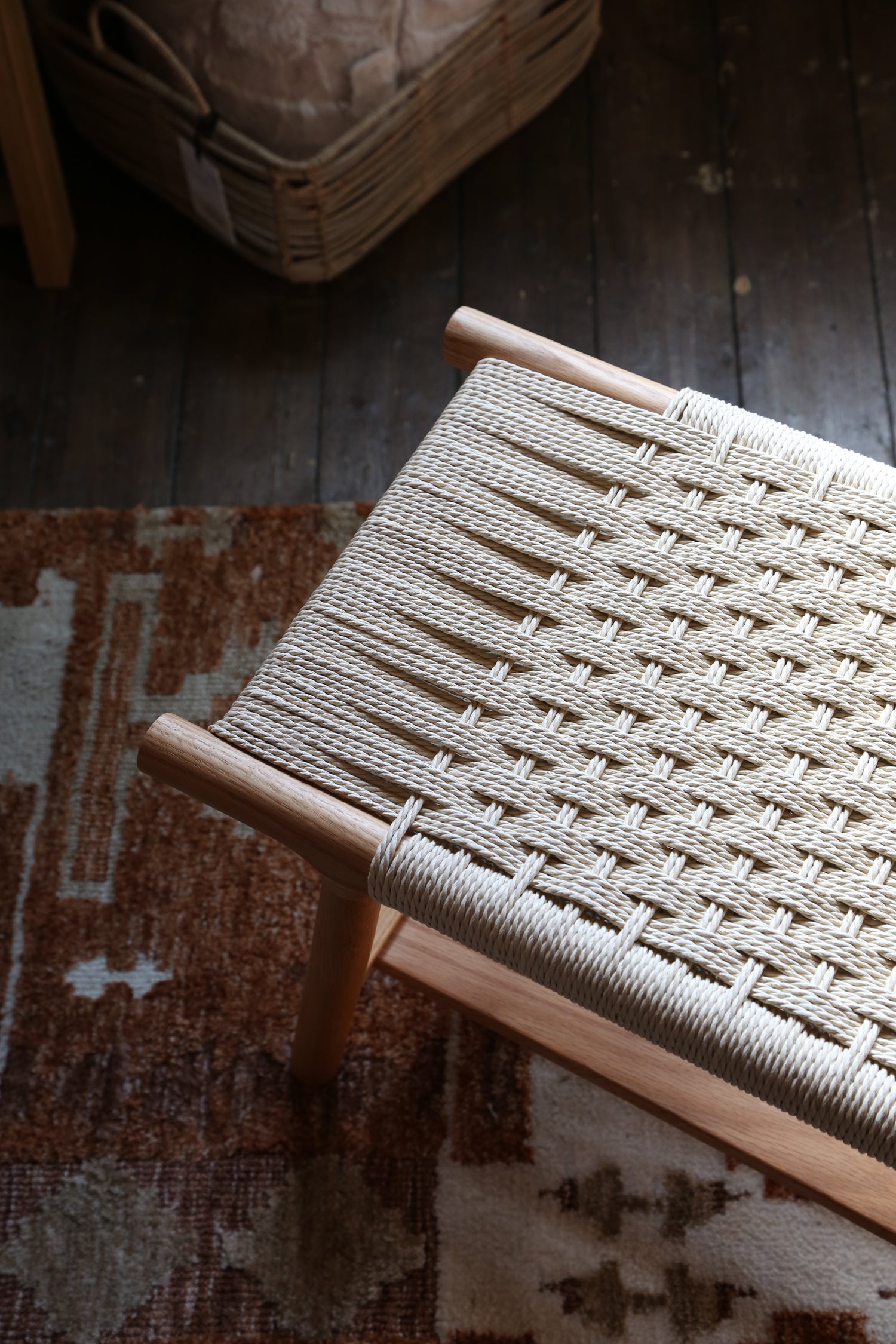 Kintaro Solid Oak, Woven Bench - 2 Colours &amp; 2 Sizes Available