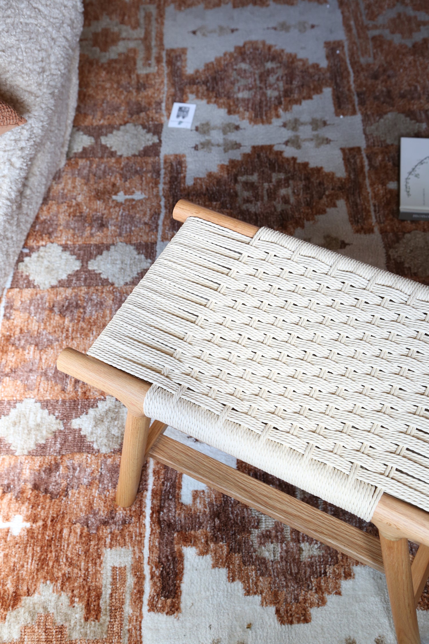 Kintaro Solid Oak, Woven Bench - 2 Colours &amp; 2 Sizes Available