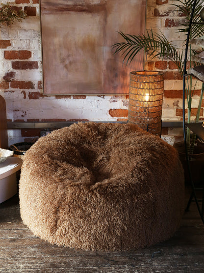 Aburn Faux Fur Beanbag - Caramel - 130x130CM