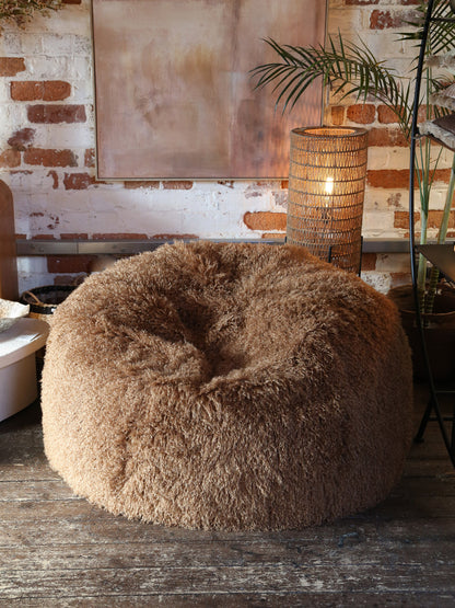 Aburn Faux Fur Beanbag - Caramel - 130x130CM