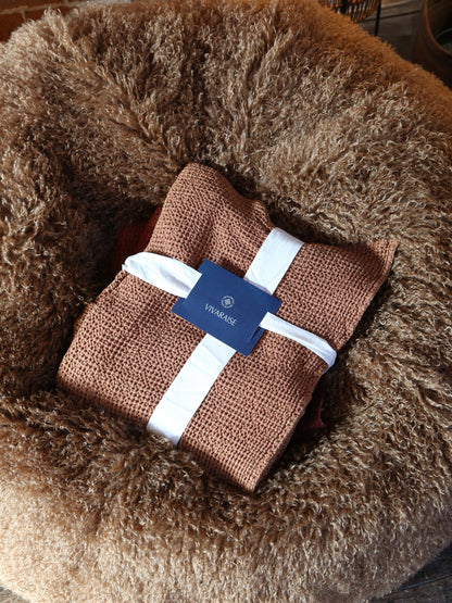 Aburn Faux Fur Beanbag - Caramel - 130x130CM