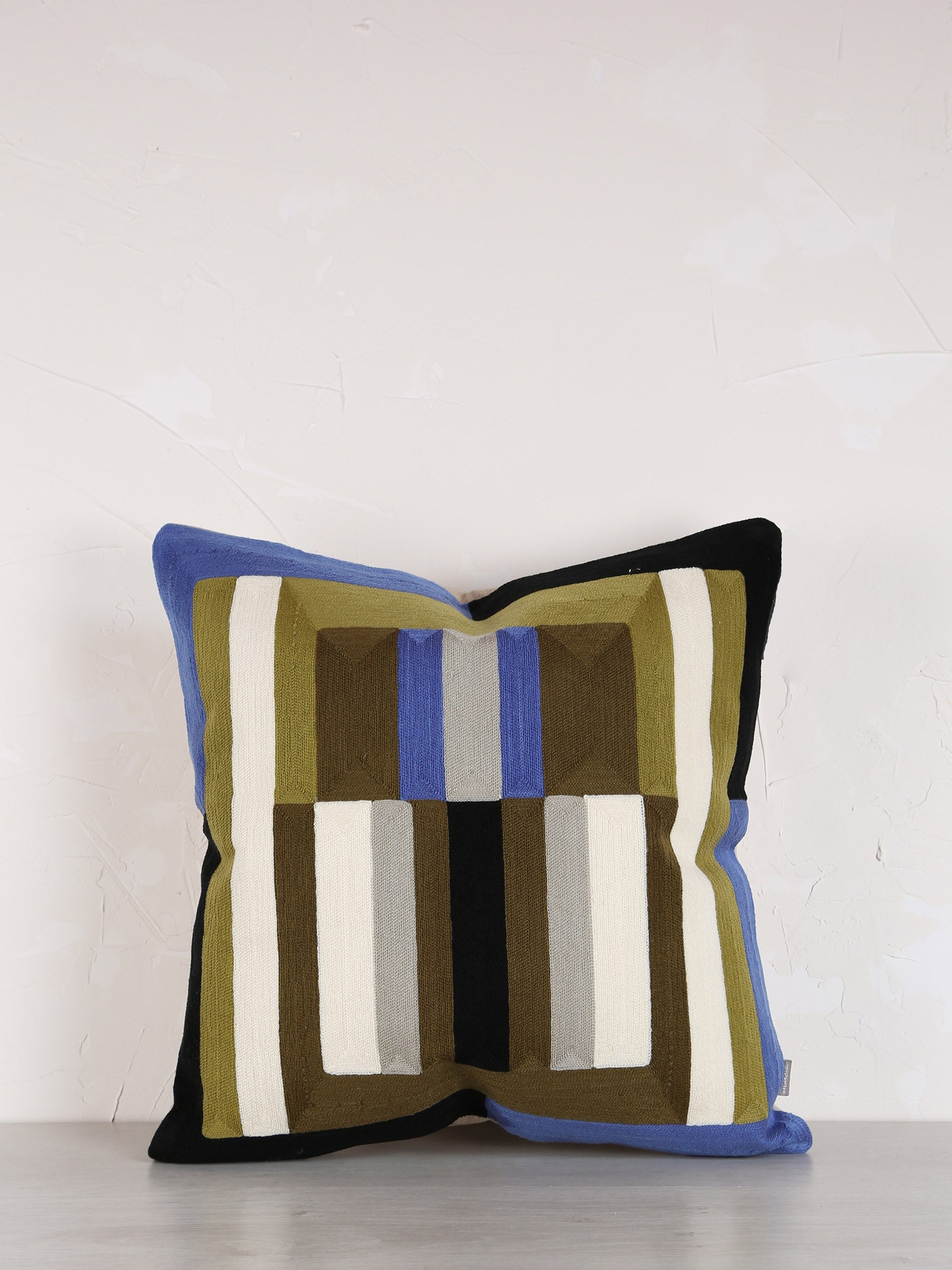 Jason Geometric Embroidered Cushion - Cedre Green - 45x45cm