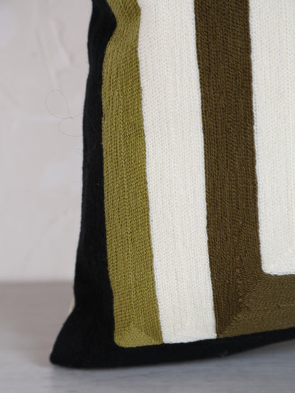 Jason Geometric Embroidered Cushion - Cedre Green - 45x45cm