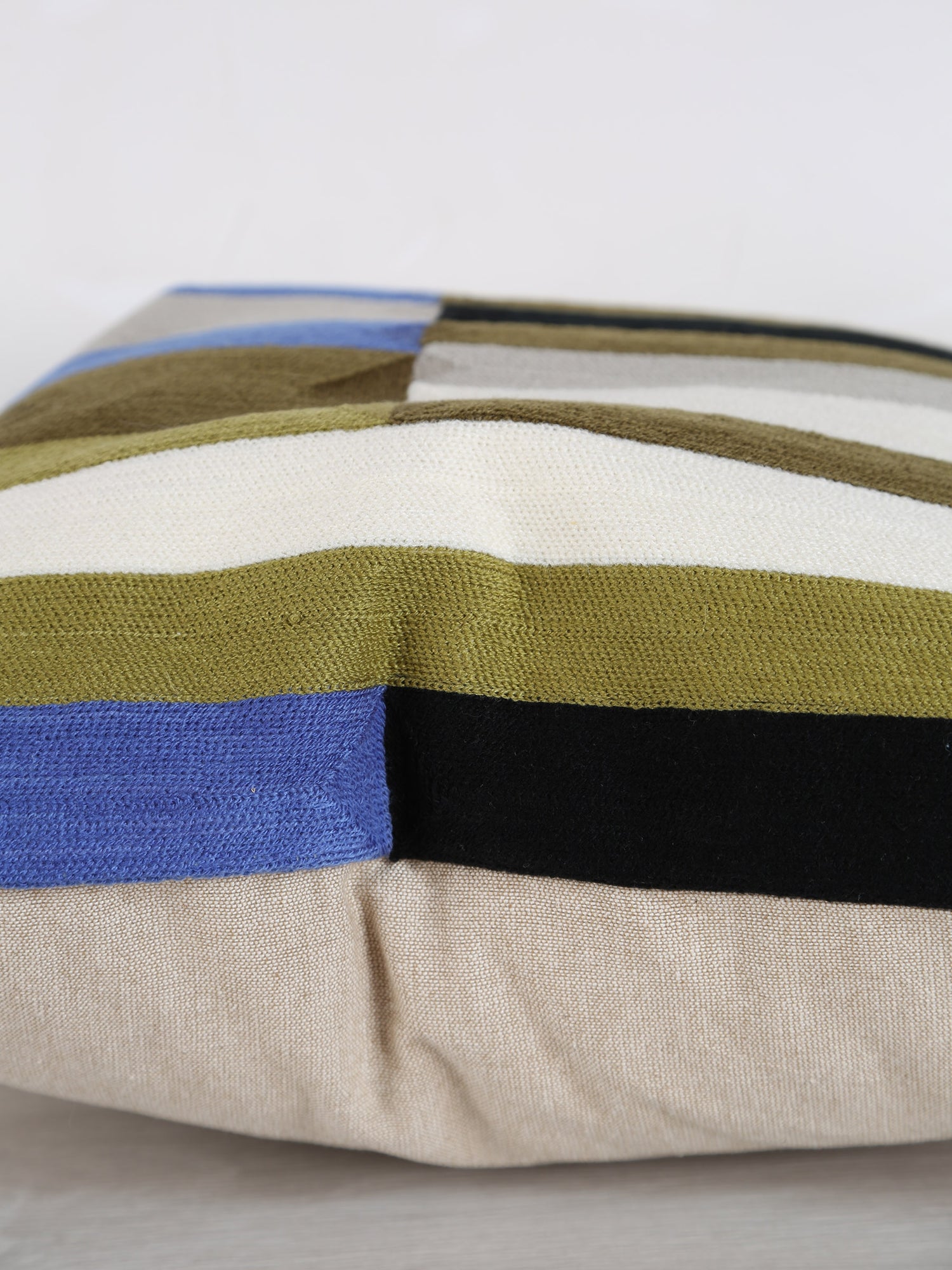 Jason Geometric Embroidered Cushion - Cedre Green - 45x45cm