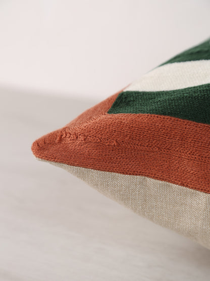 Jason Geometric Embroidered Cushion - Ciel  Rust - 45x45cm