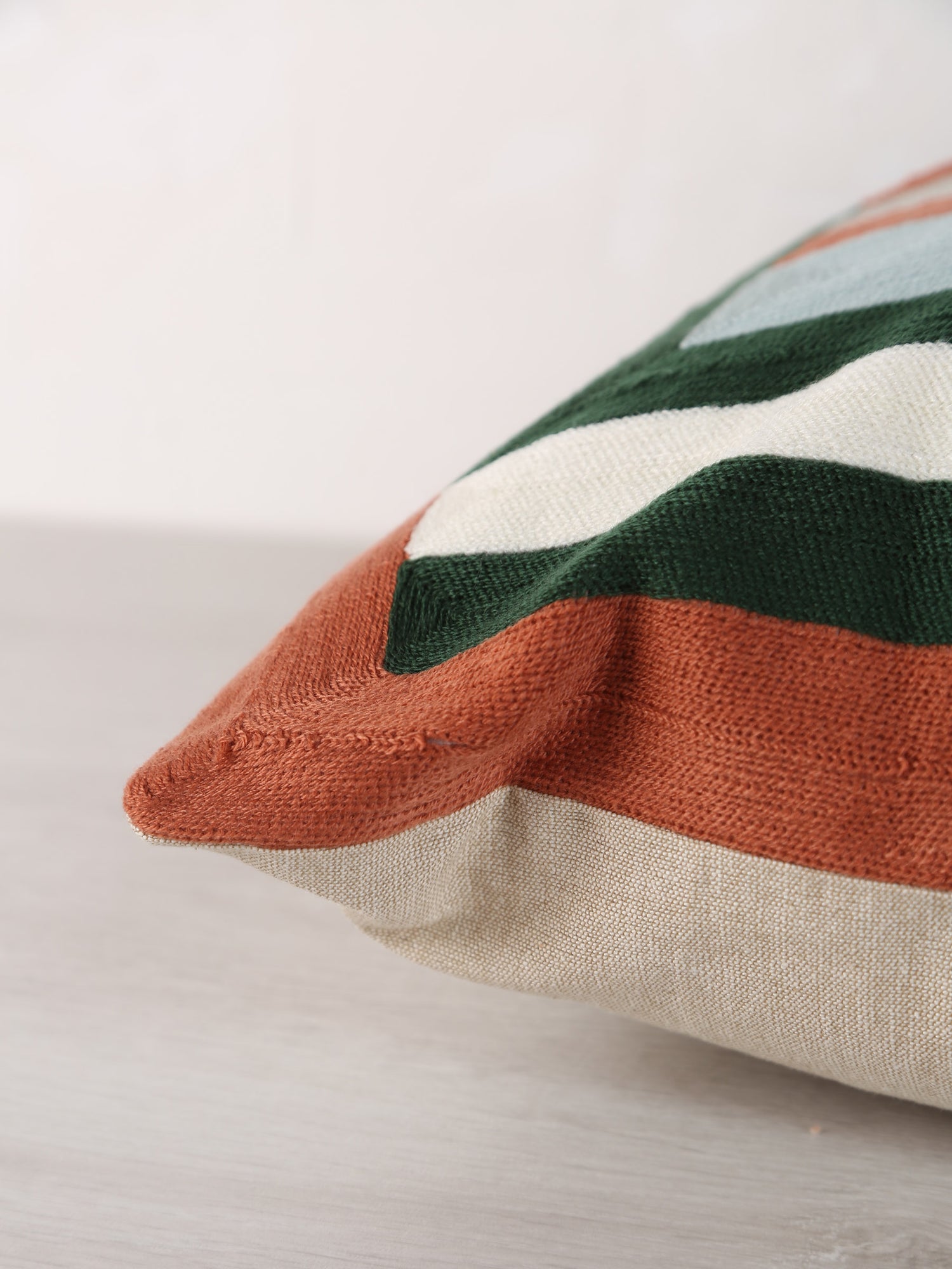 Jason Geometric Embroidered Cushion - Ciel  Rust - 45x45cm